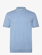 SLHBERG SS KNIT POLO NOOS - CASHMERE BLUE