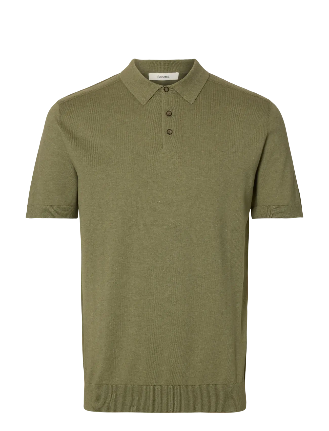 Selected SLMBERG SS KNIT POLO NOOS - Strickmode - DEEP LICHEN GREEN / khaki/green