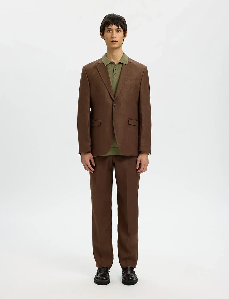 Selected - SLHBERG SS KNIT POLO NOOS - knitted polos - deep lichen green - 5