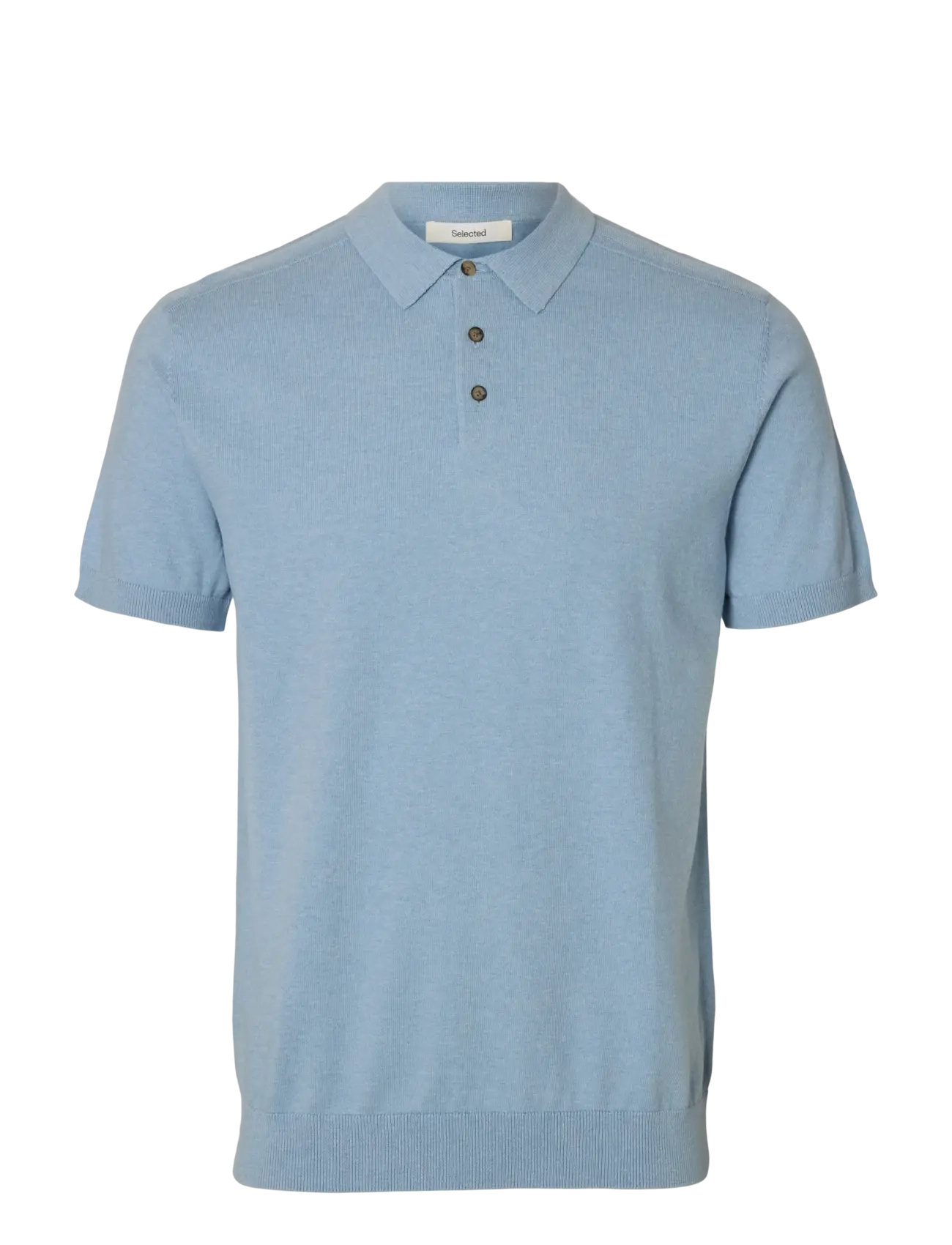 Selected SLMBERG SS KNIT POLO NOOS - Strik - DUSTY BLUE / blue