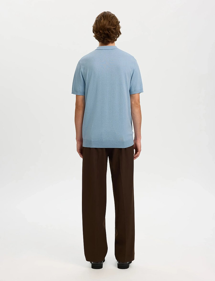 Selected - SLMBERG SS KNIT POLO NOOS - knitted polos - dusty blue - 2