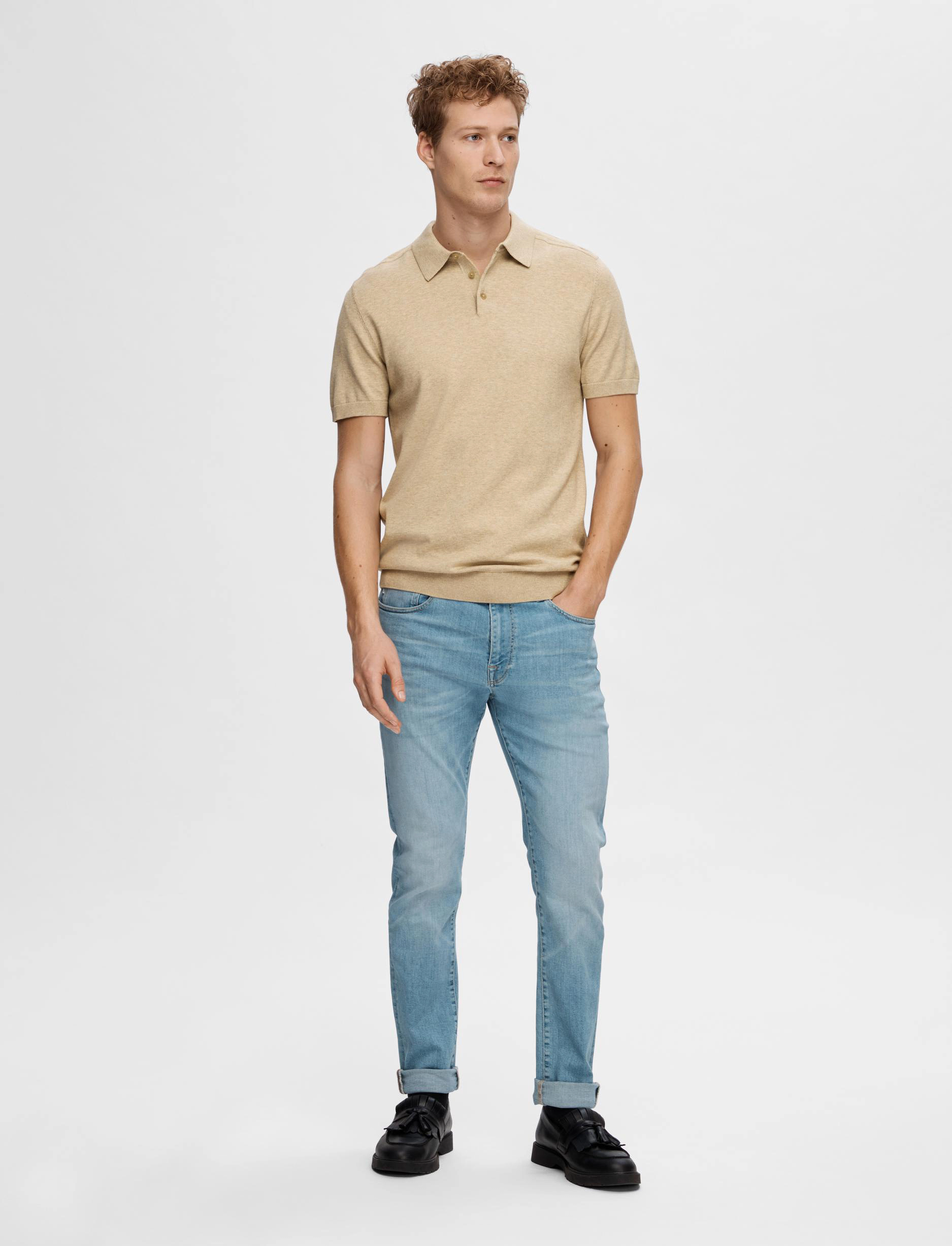 Selected - SLMBERG SS KNIT POLO NOOS - mehed - kelp - 4