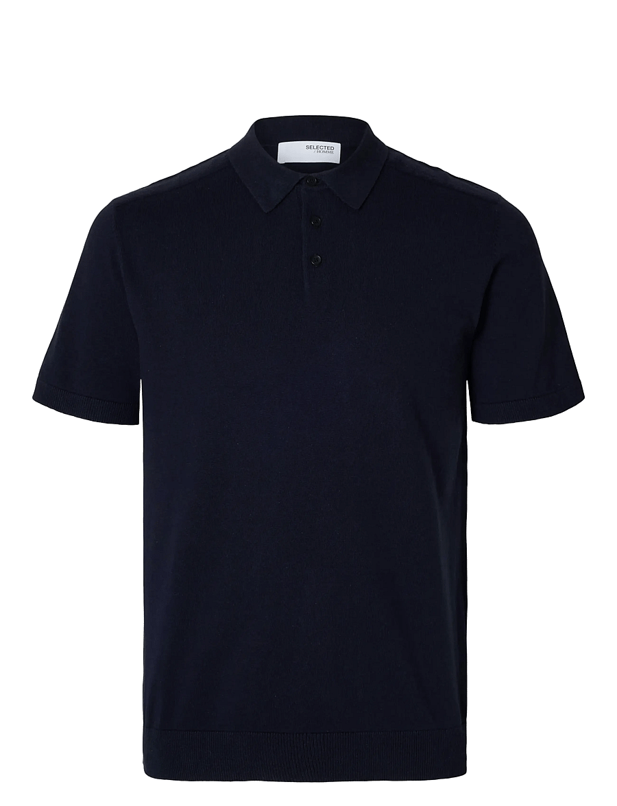 Selected - SLMBERG SS KNIT POLO NOOS - trikotažiniai polo marškinėliai - navy blazer - 1
