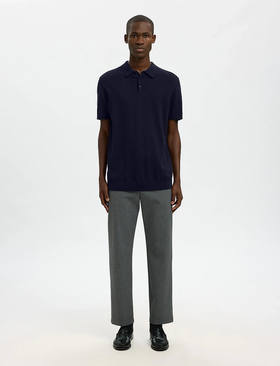 Selected - SLMBERG SS KNIT POLO NOOS - trikotažiniai polo marškinėliai - navy blazer - 3