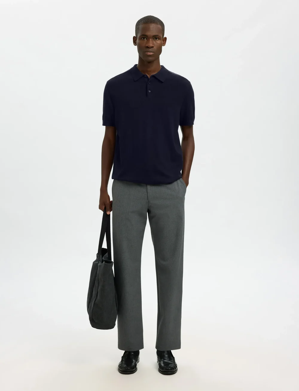 Selected - SLHBERG SS KNIT POLO NOOS - knitted polos - navy blazer - 4