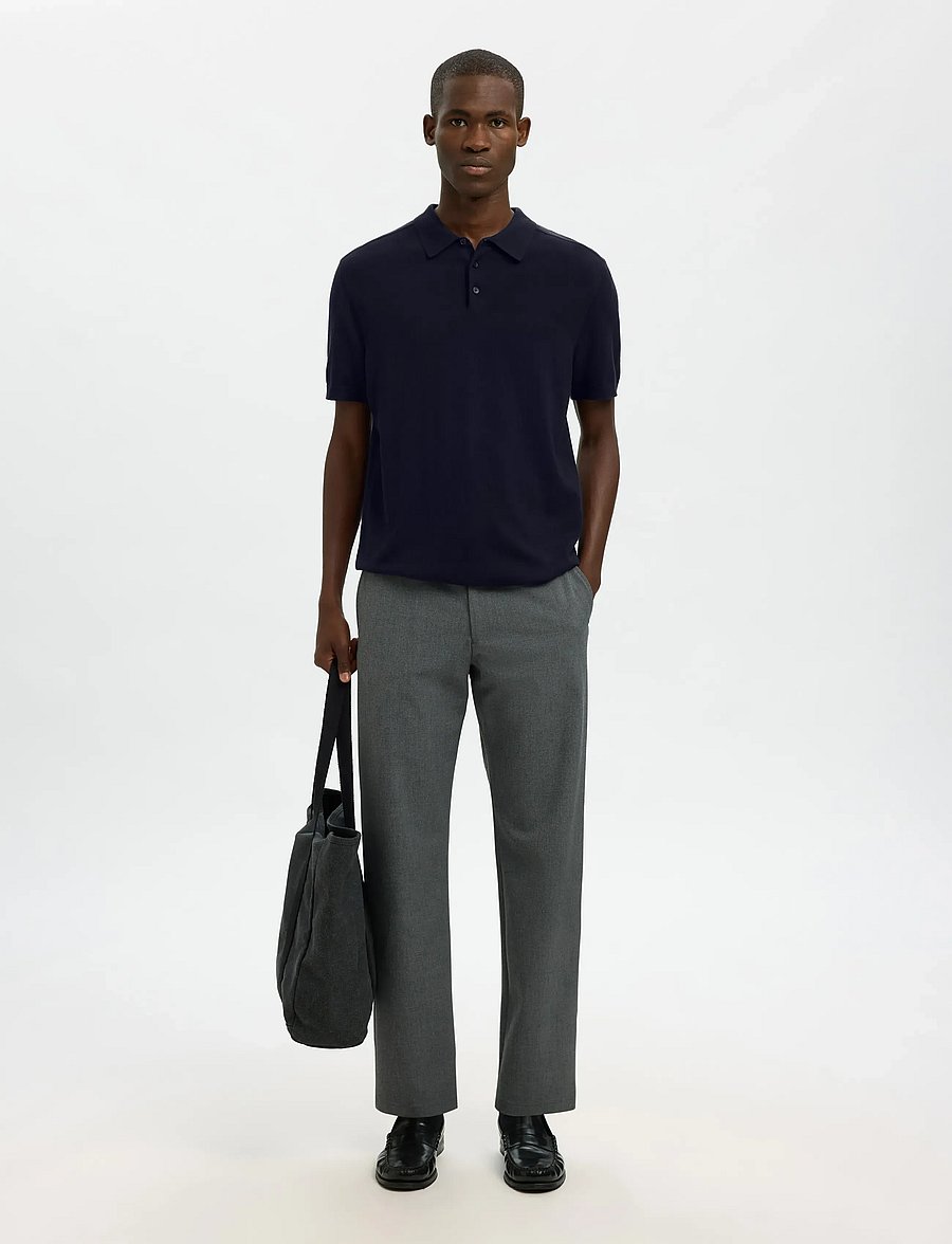 Selected - SLMBERG SS KNIT POLO NOOS - trikotažiniai polo marškinėliai - navy blazer - 4