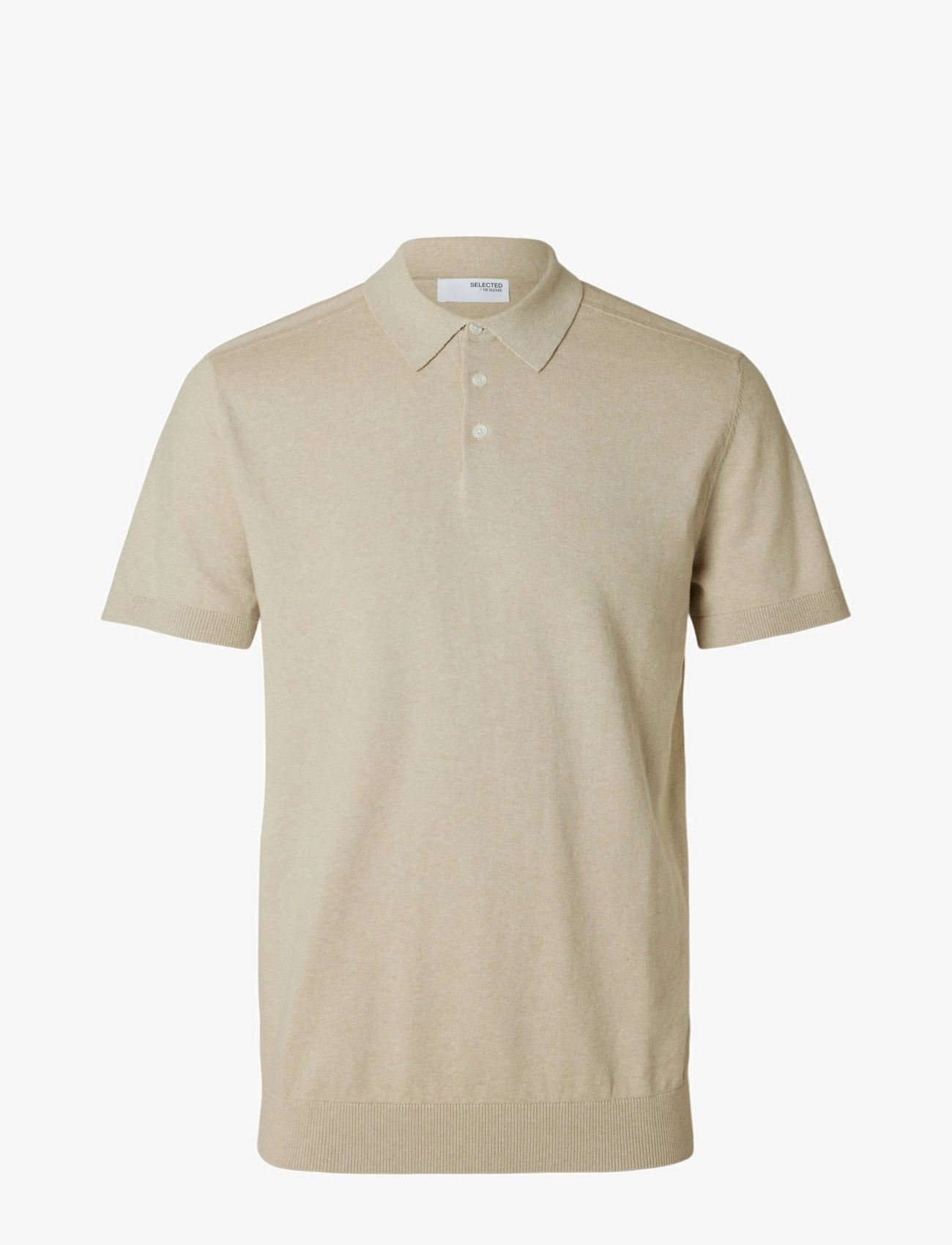 Selected - SLMBERG SS KNIT POLO NOOS - laveste priser - oatmeal - 1