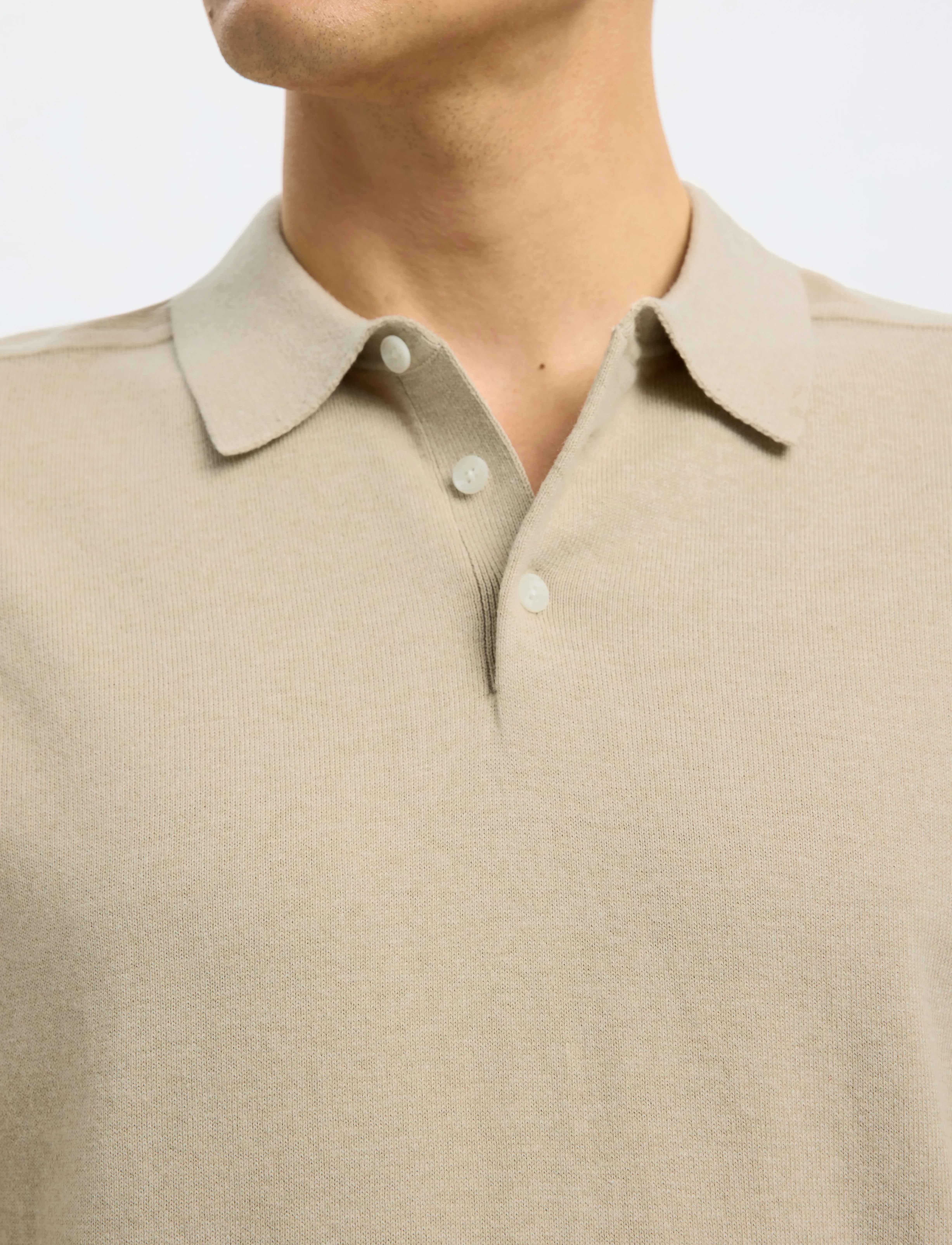 Selected - SLMBERG SS KNIT POLO NOOS - laveste priser - oatmeal - 4