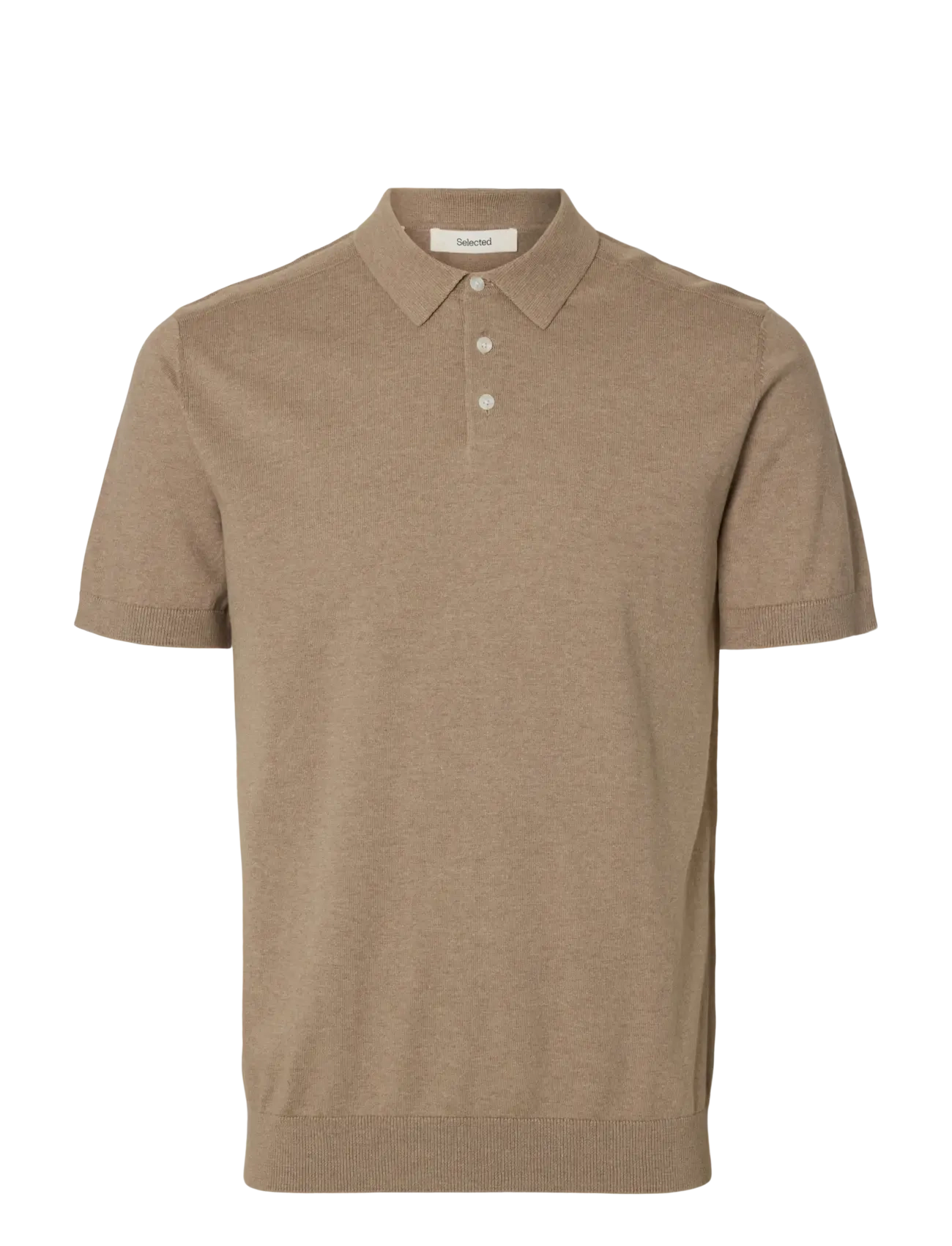 Selected SLMBERG SS KNIT POLO NOOS - Kleding - SAVANNAH TAN / beige