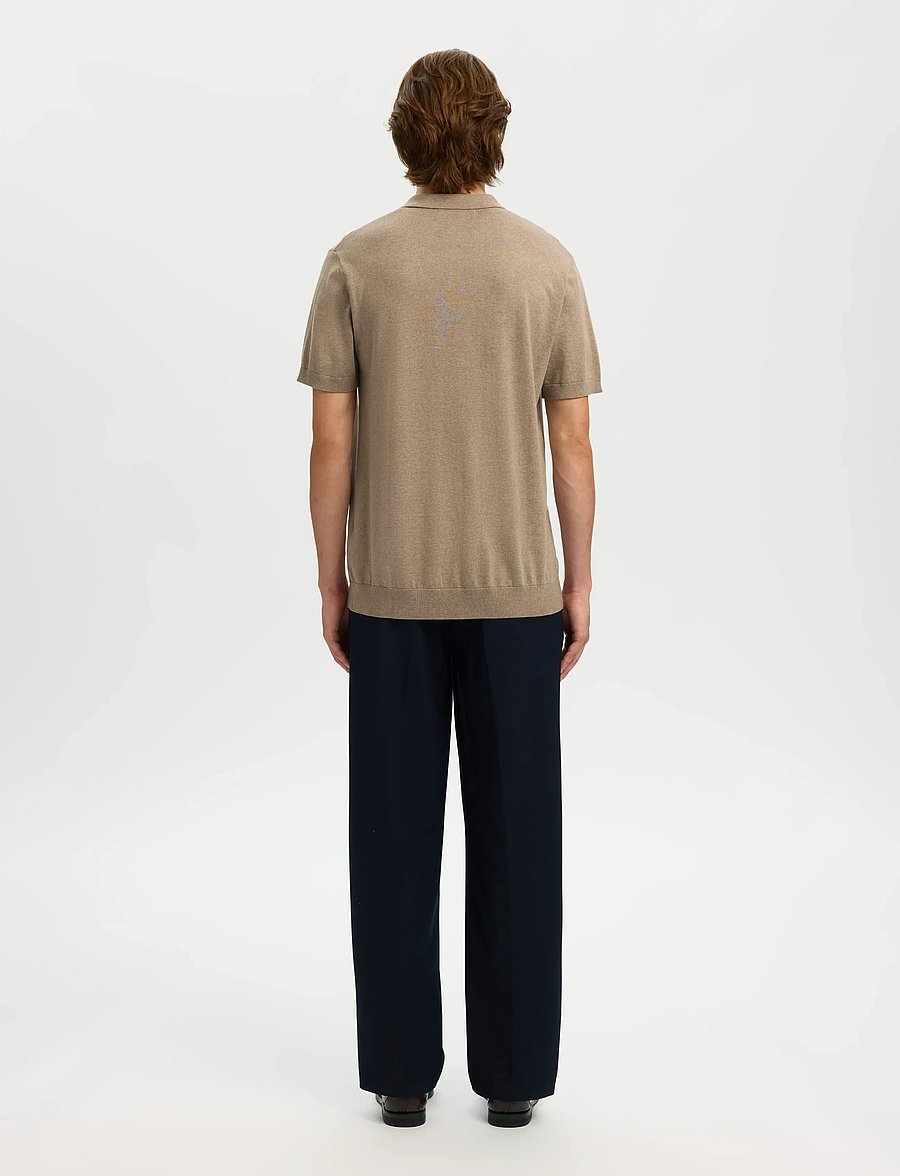 Selected - SLMBERG SS KNIT POLO NOOS - knitted polos - savannah tan - 2