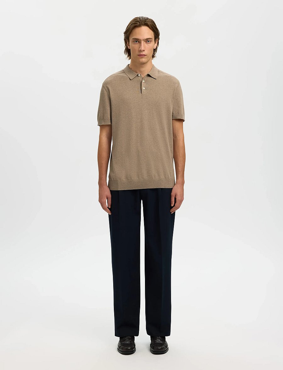 Selected - SLMBERG SS KNIT POLO NOOS - knitted polos - savannah tan - 3