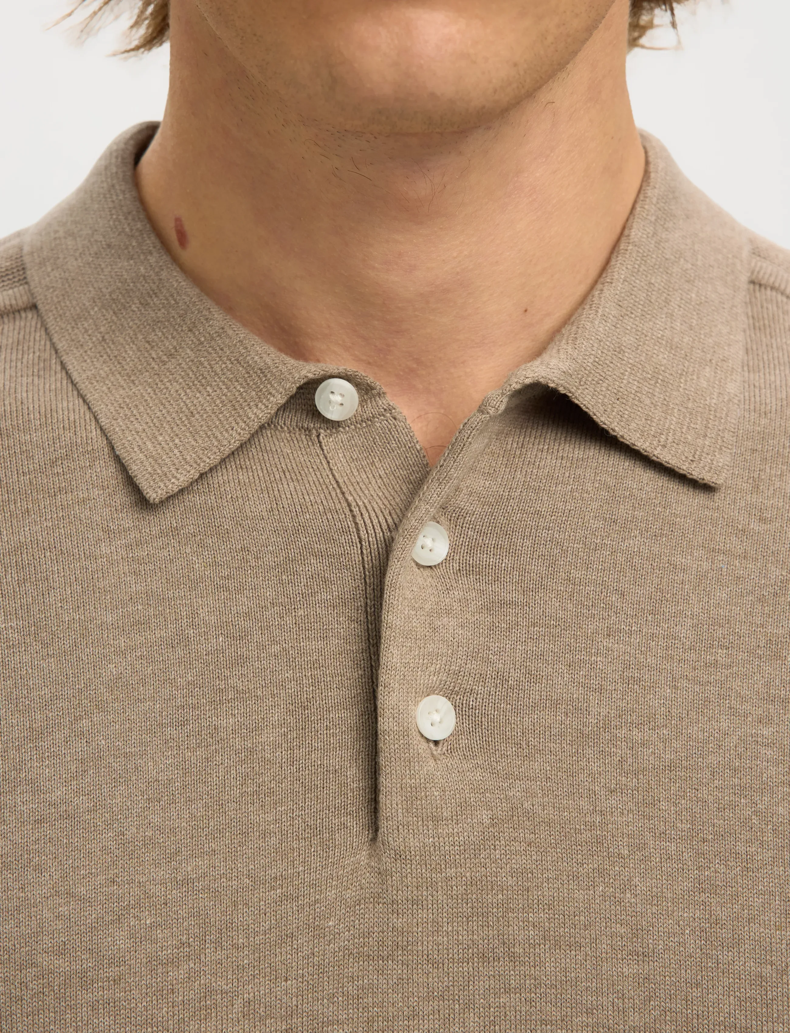 Selected - SLMBERG SS KNIT POLO NOOS - polostrik - savannah tan - 5