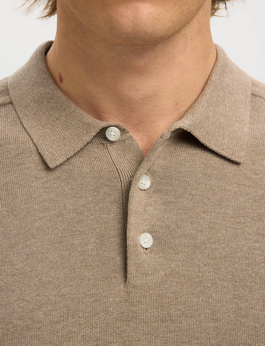 Selected - SLMBERG SS KNIT POLO NOOS - knitted polos - savannah tan - 5
