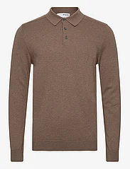 Selected Homme - SLHBERG LS KNIT POLO NOOS - gestrickte polohemden - teak - 0
