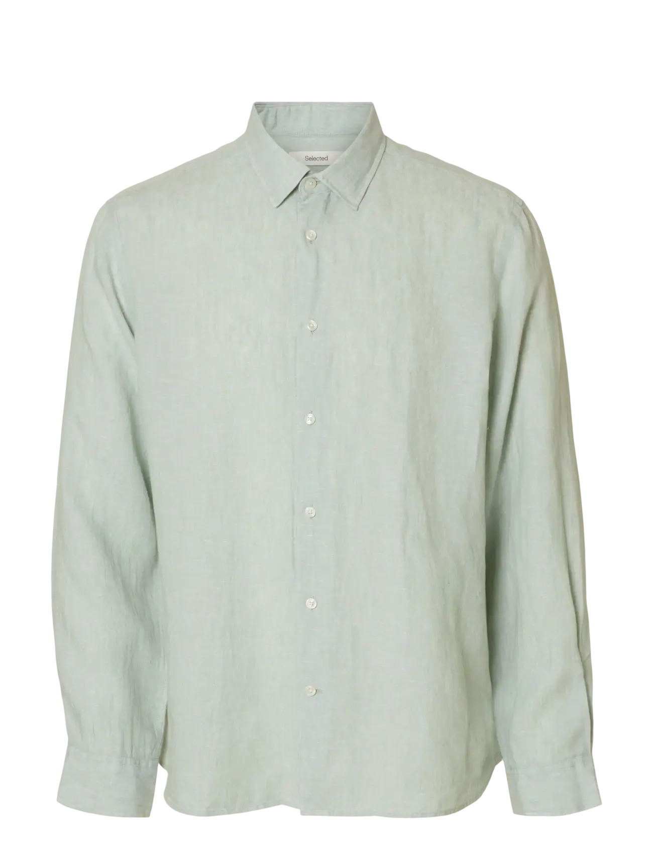Selected SLMREGCLAUS KYLIAN LINEN LS SHIRT NOOS - Basic shirts - AQUA GRAY / green