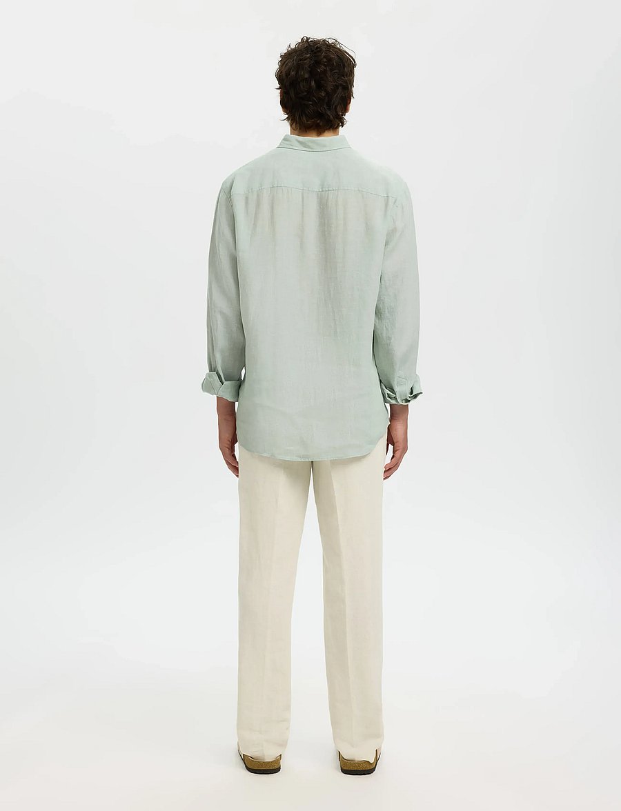 Selected - SLMREGCLAUS KYLIAN LINEN LS SHIRT NOOS - leinenhemden - aqua gray - 2