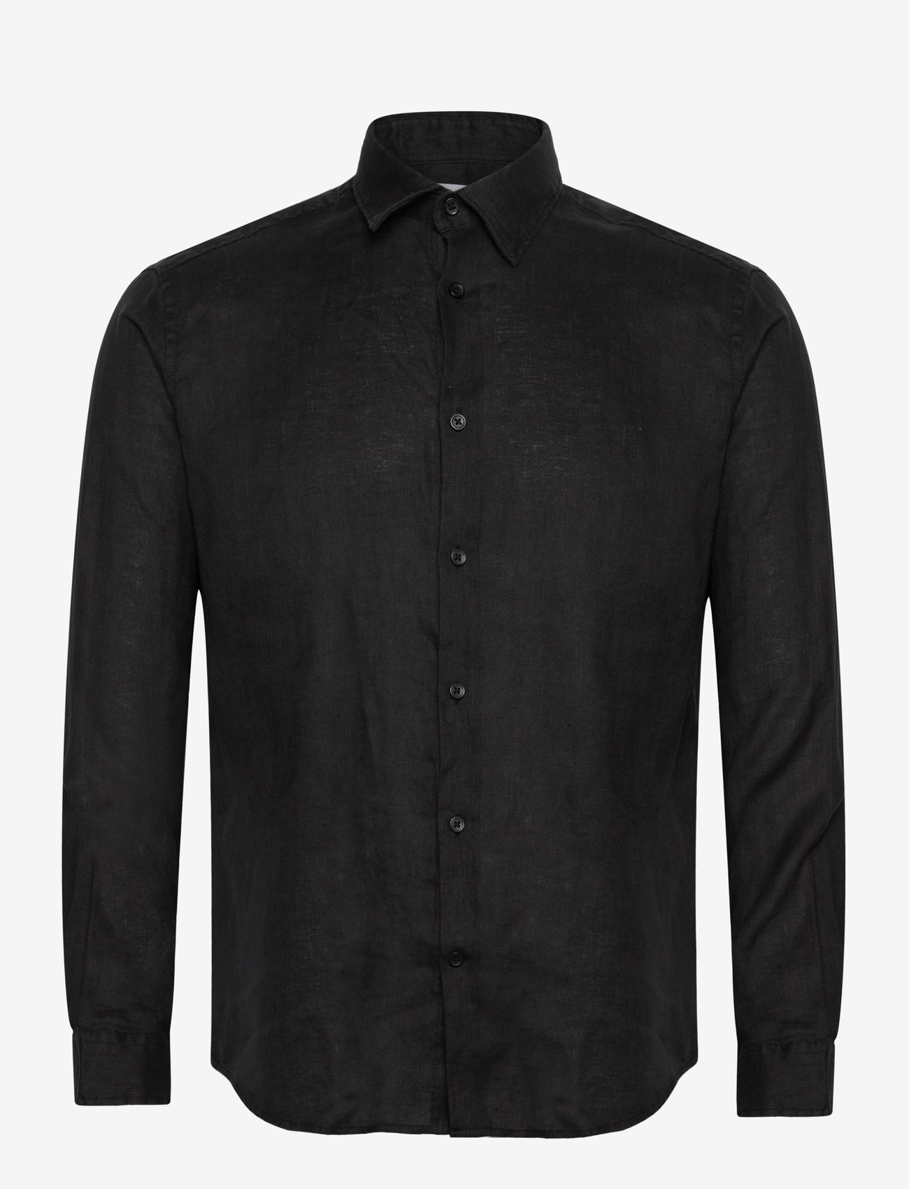 Selected - SLMREGCLAUS KYLIAN LINEN LS SHIRT NOOS - koszule lniane - black - 1