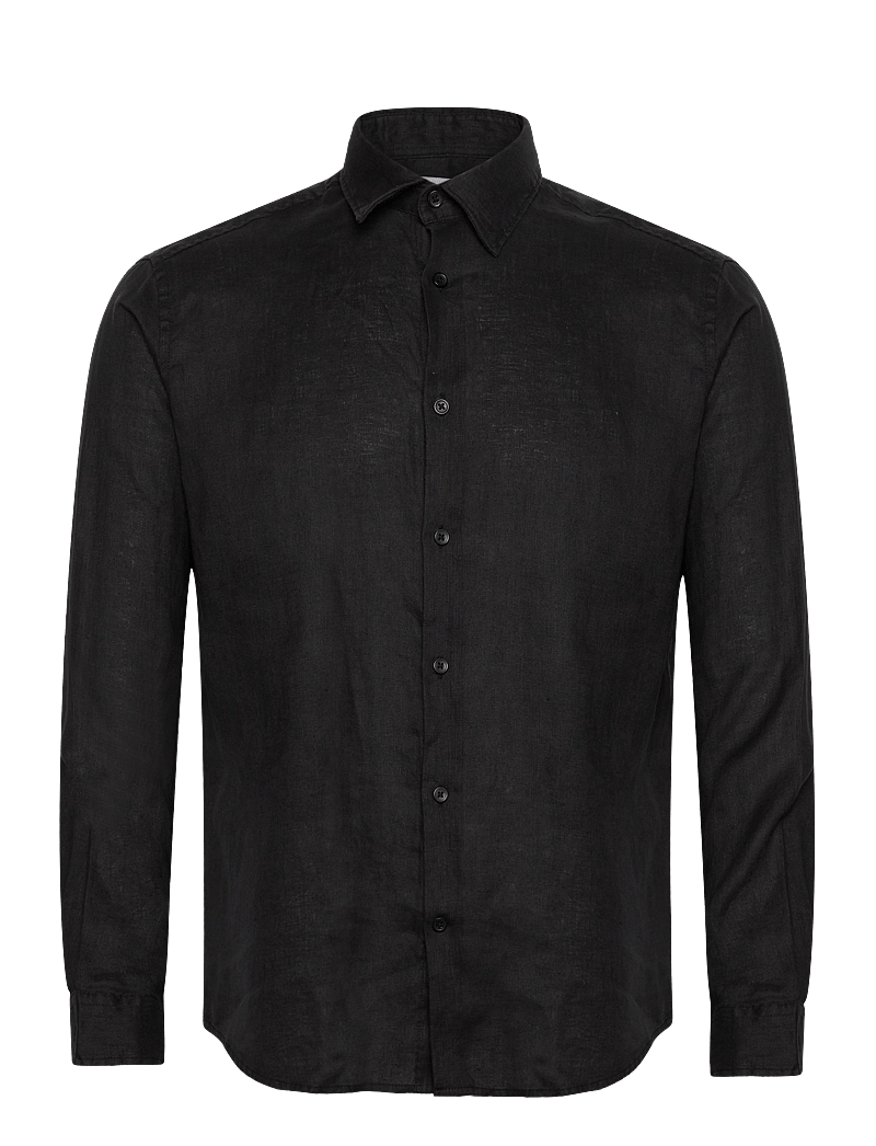 Selected - SLMREGCLAUS KYLIAN LINEN LS SHIRT NOOS - koszule lniane - black - 1