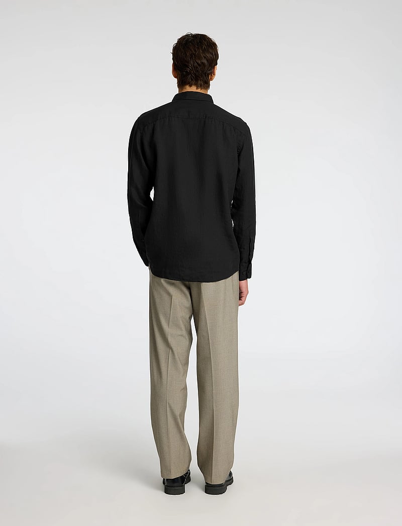 Selected - SLMREGCLAUS KYLIAN LINEN LS SHIRT NOOS - koszule lniane - black - 3