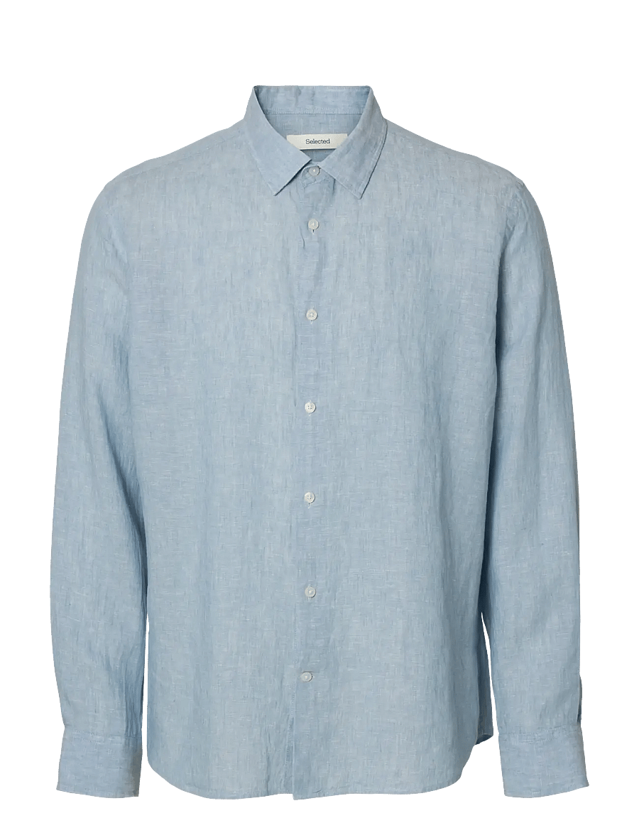 Selected - SLMCLAUS-KYLIAN REG LINEN LS SHIRT NOOS - leinenhemden - blue fog - 1