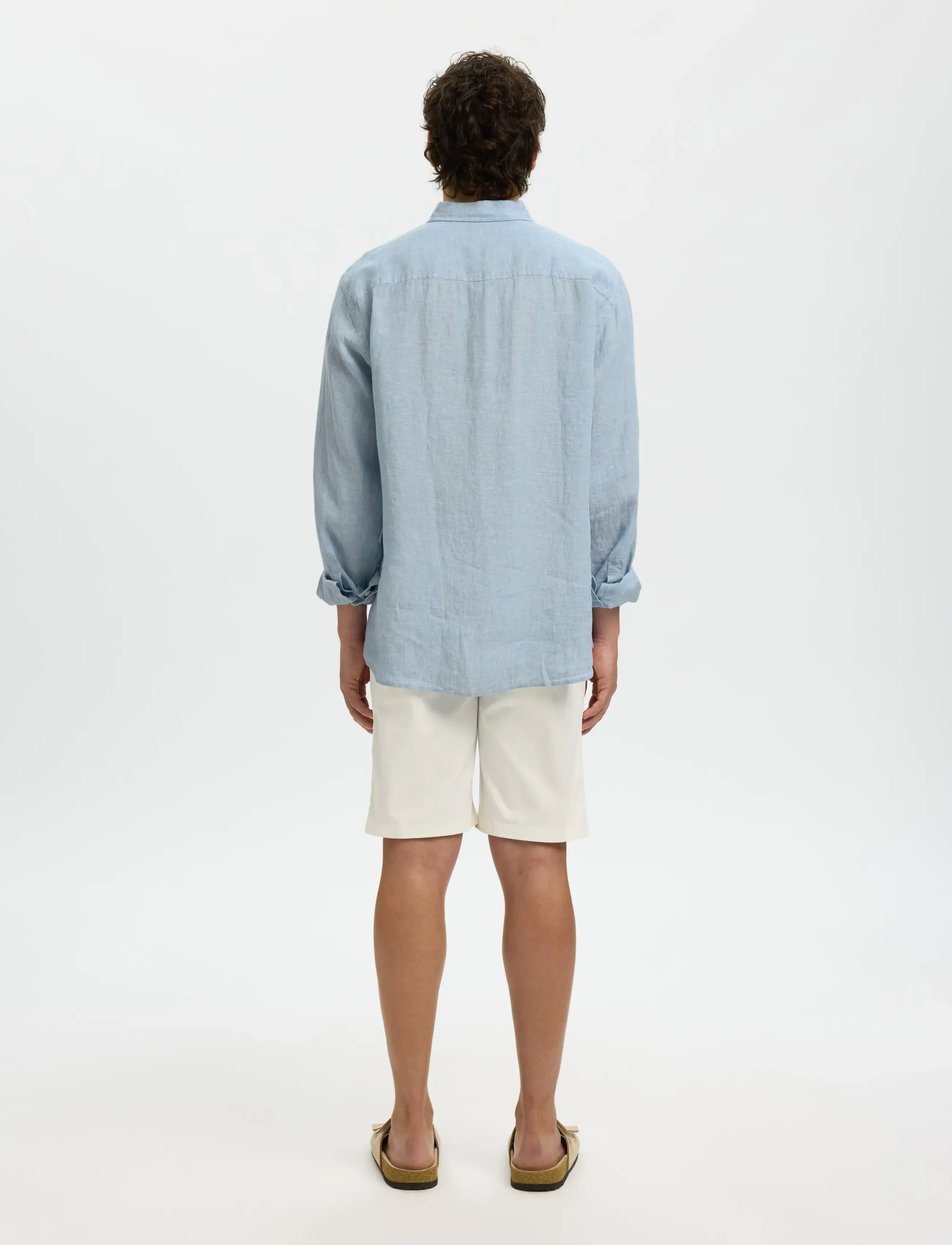 Selected - SLMCLAUS-KYLIAN REG LINEN LS SHIRT NOOS - leinenhemden - blue fog - 3