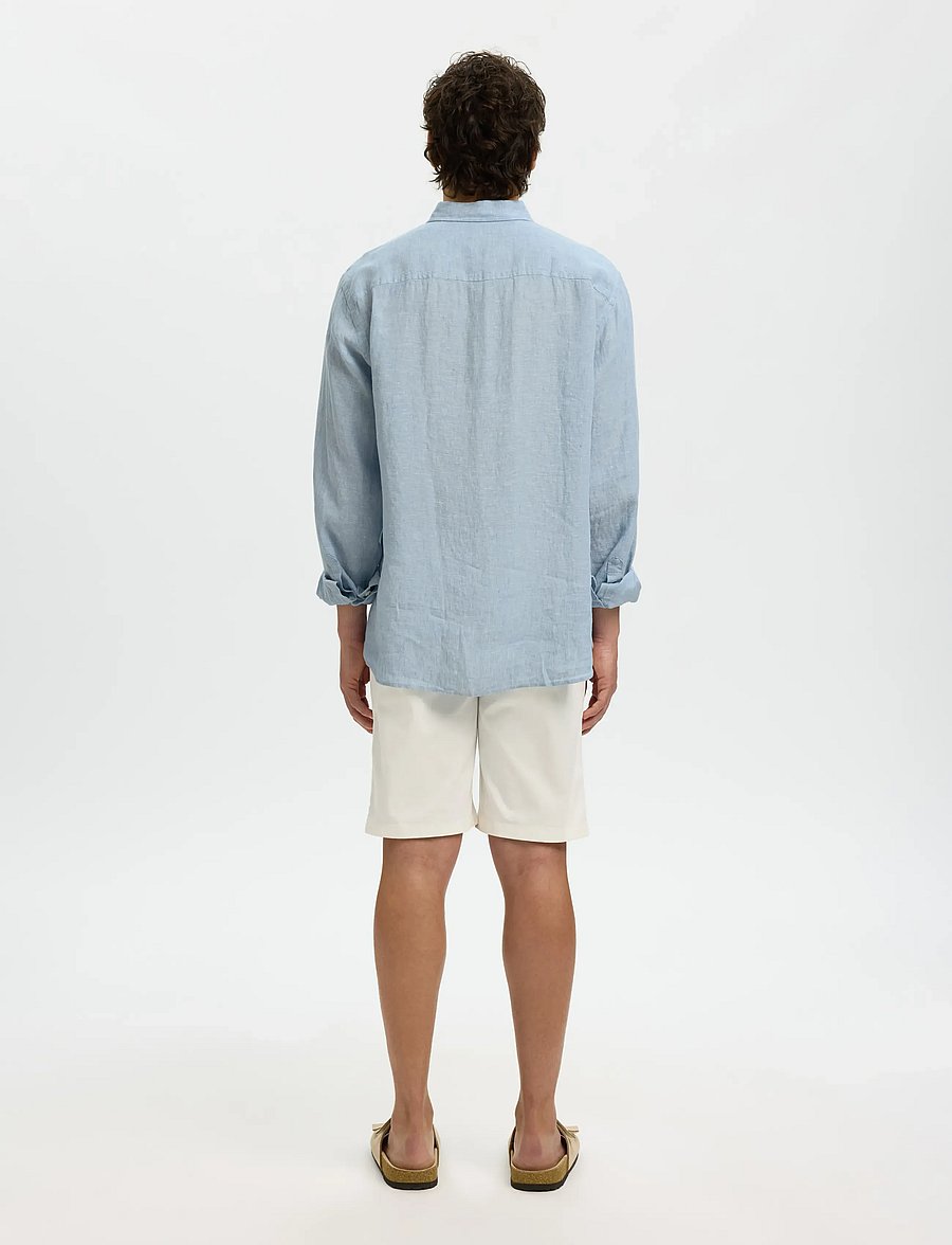 Selected - SLMCLAUS-KYLIAN REG LINEN LS SHIRT NOOS - leinenhemden - blue fog - 3