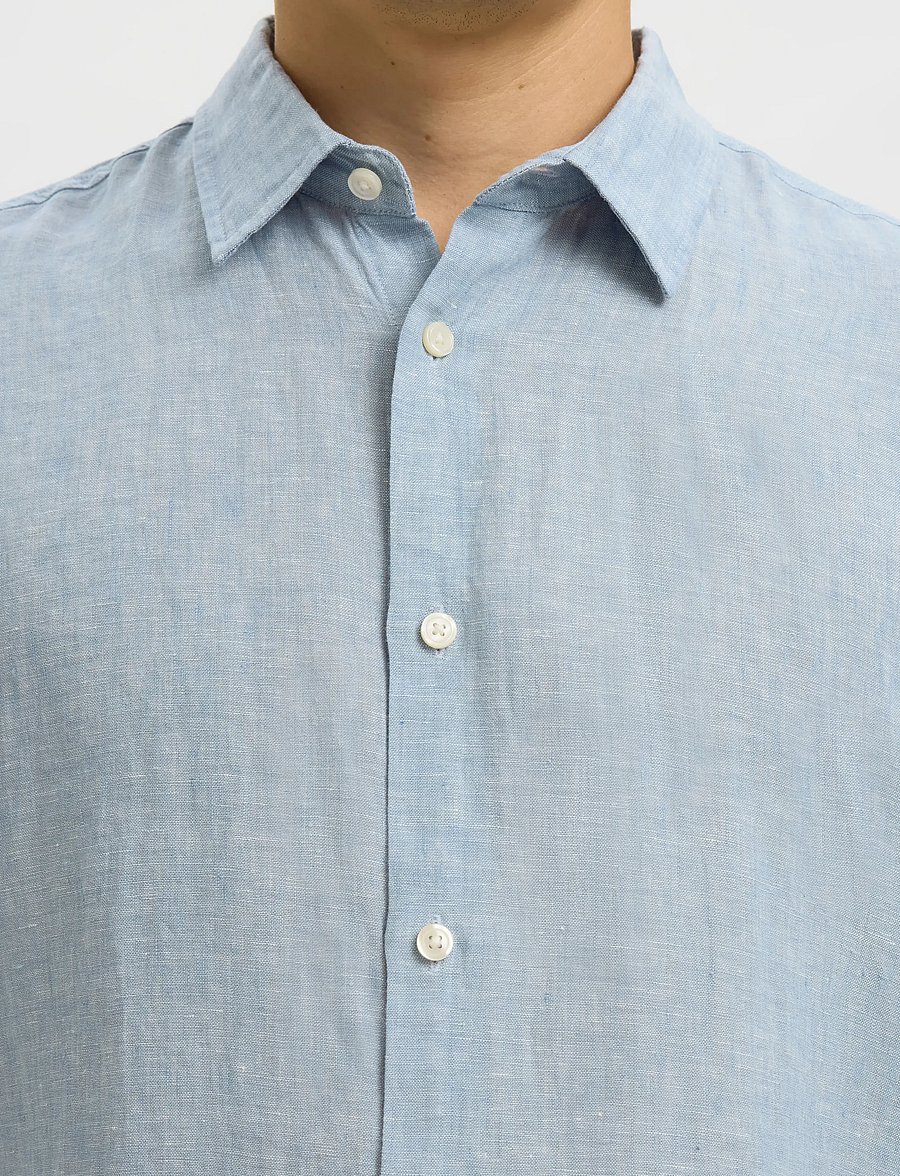 Selected - SLMCLAUS-KYLIAN REG LINEN LS SHIRT NOOS - leinenhemden - blue fog - 5