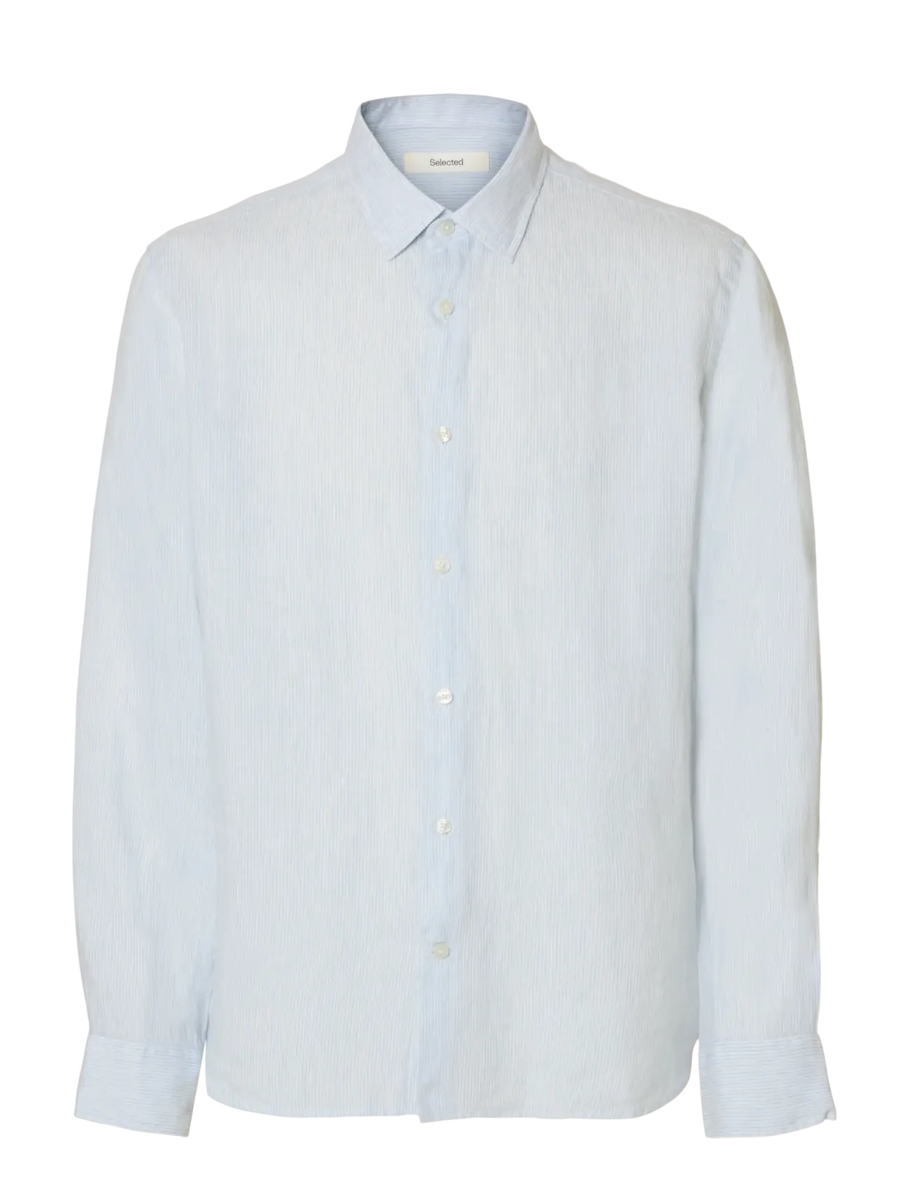 Selected SLMREGCLAUS KYLIAN LINEN LS SHIRT NOOS - Selected - BRIGHT WHITE / blue