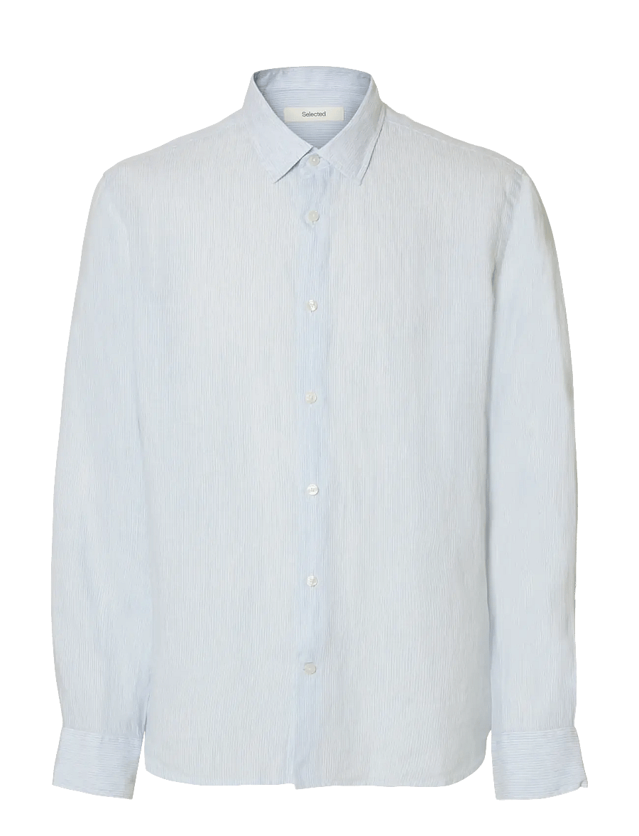 Selected - SLMREGCLAUS KYLIAN LINEN LS SHIRT NOOS - lininiai marškiniai - bright white - 1