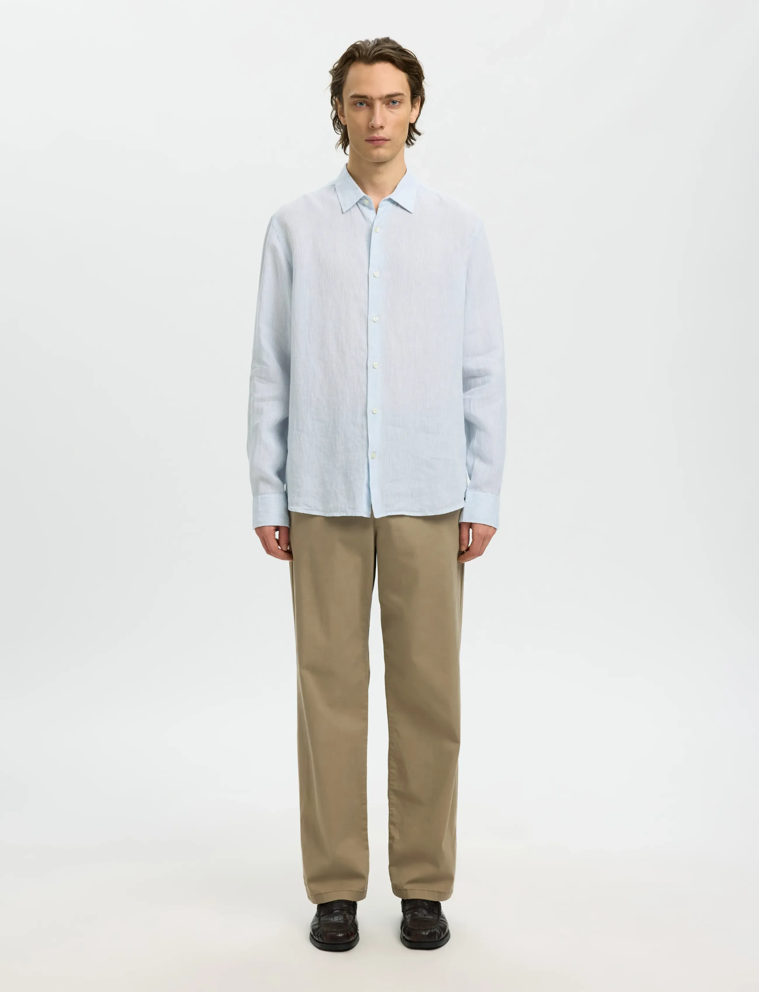 Selected - SLMREGCLAUS KYLIAN LINEN LS SHIRT NOOS - hørskjorter - bright white - 3