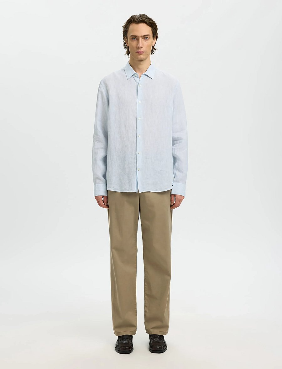 Selected - SLMREGCLAUS KYLIAN LINEN LS SHIRT NOOS - lininiai marškiniai - bright white - 3
