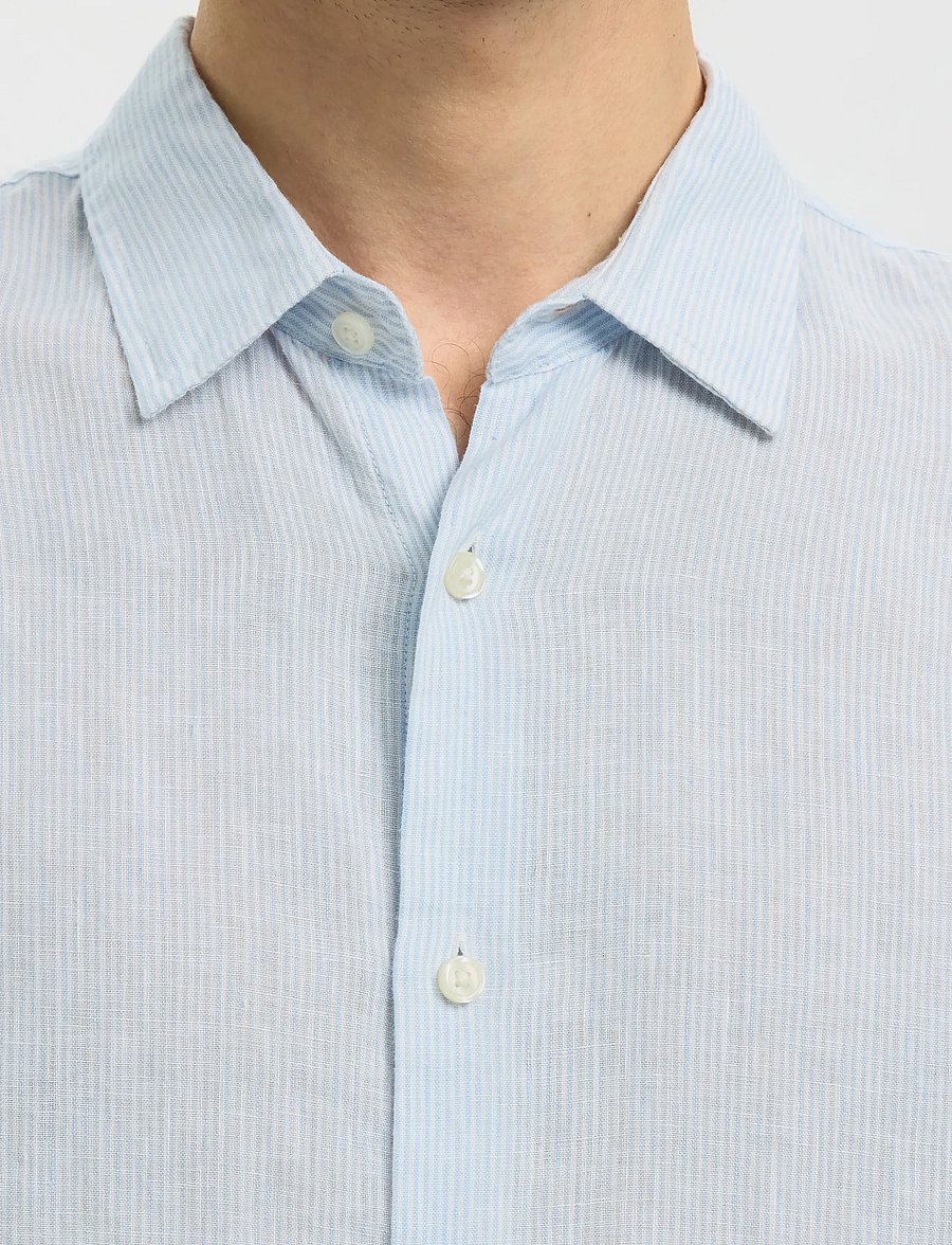 Selected - SLMREGCLAUS KYLIAN LINEN LS SHIRT NOOS - lininiai marškiniai - bright white - 4