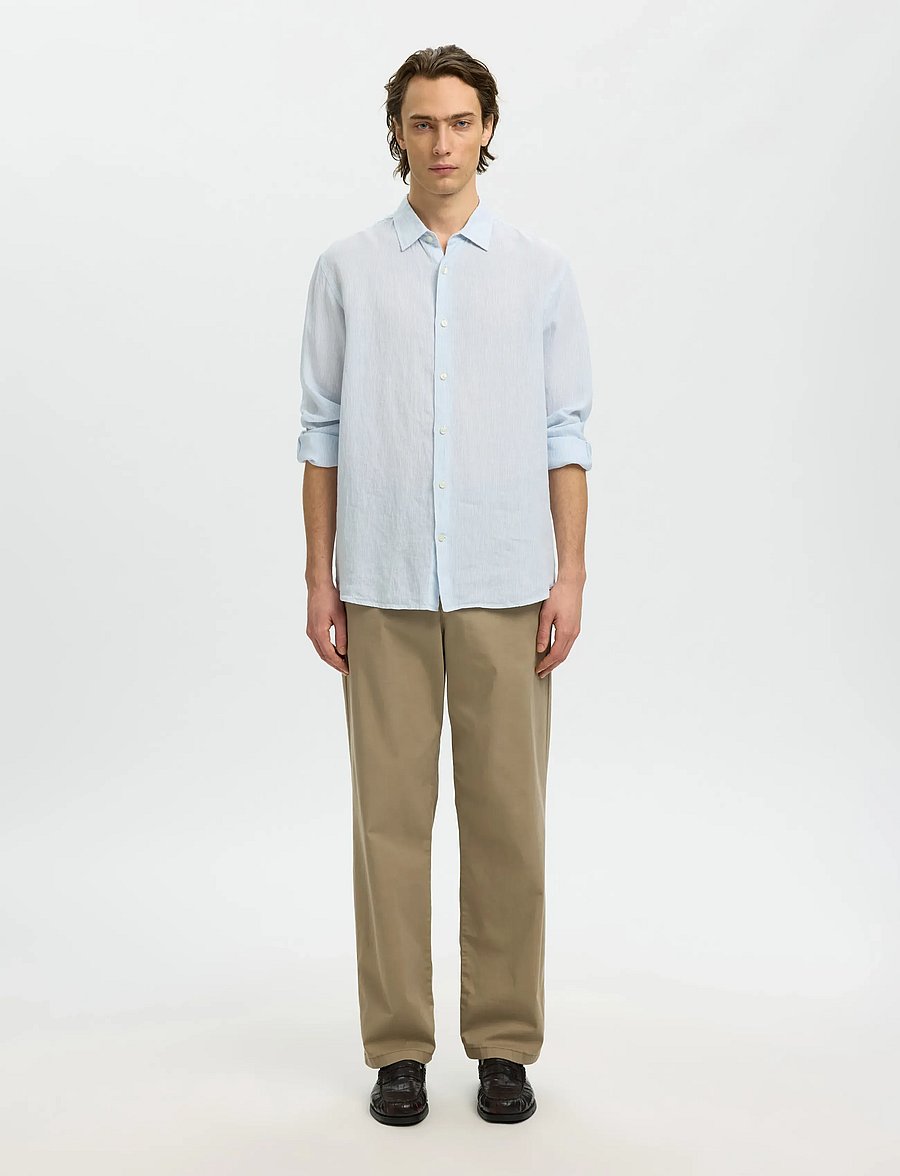 Selected - SLMREGCLAUS KYLIAN LINEN LS SHIRT NOOS - lininiai marškiniai - bright white - 5