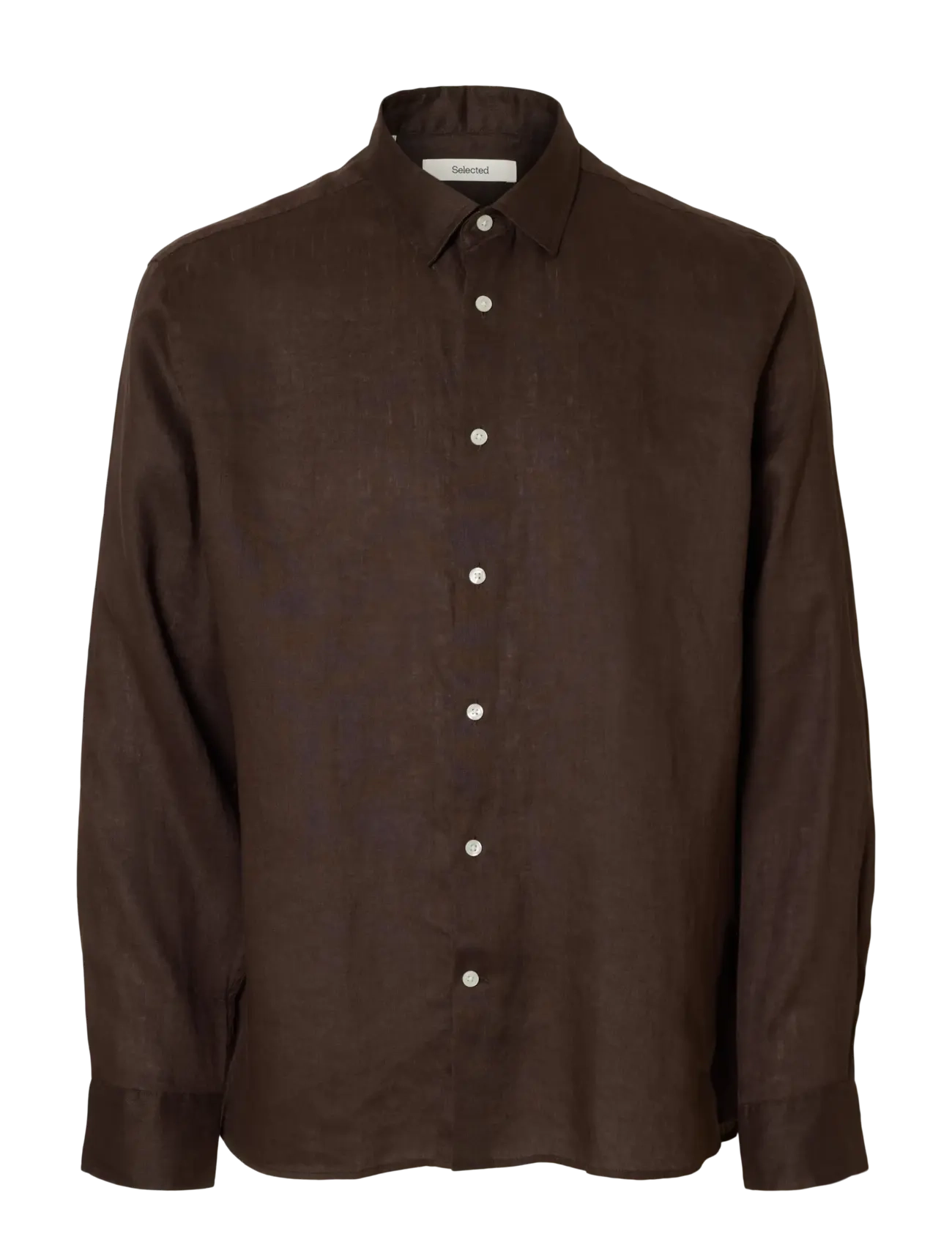 Selected SLMREGCLAUS KYLIAN LINEN LS SHIRT NOOS - Selected - DELICIOSO / brown