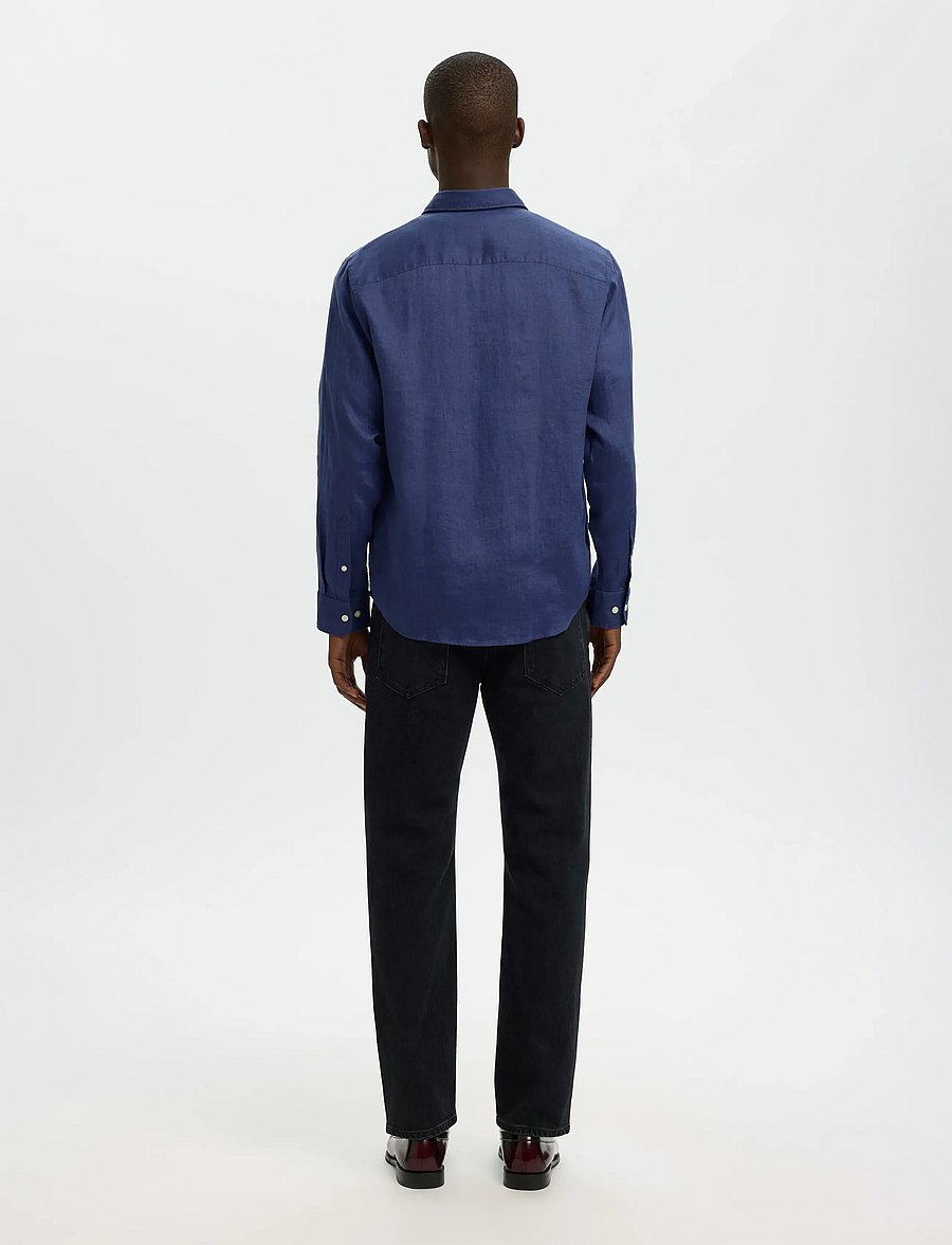 Selected - SLMREGCLAUS KYLIAN LINEN LS SHIRT NOOS - leinenhemden - oceana - 3