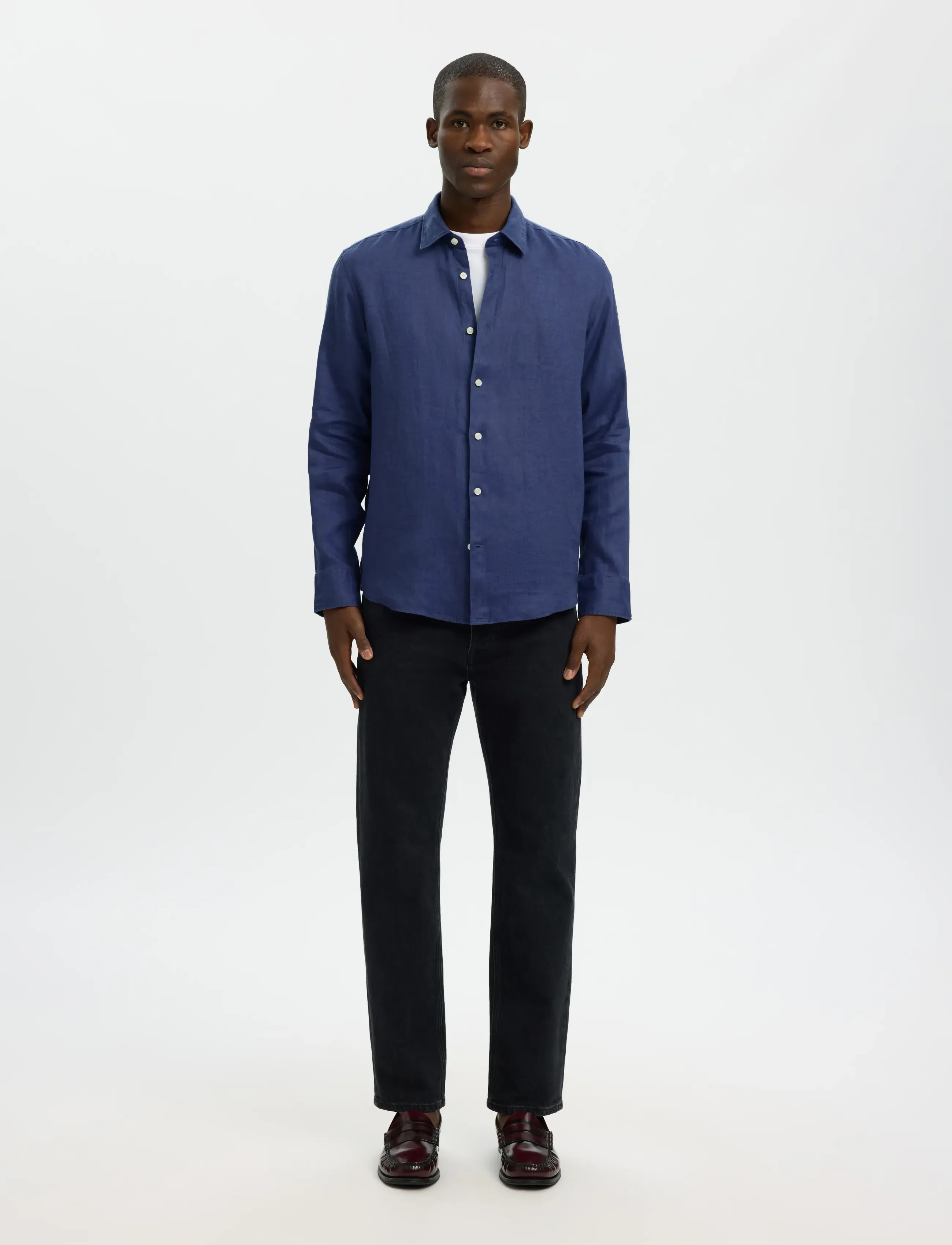 Selected - SLMREGCLAUS KYLIAN LINEN LS SHIRT NOOS - hørskjorter - oceana - 4