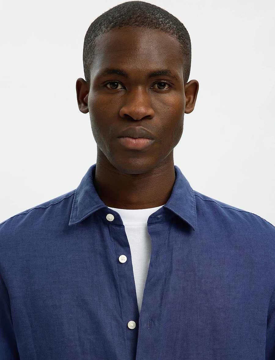 Selected - SLMREGCLAUS KYLIAN LINEN LS SHIRT NOOS - leinenhemden - oceana - 5