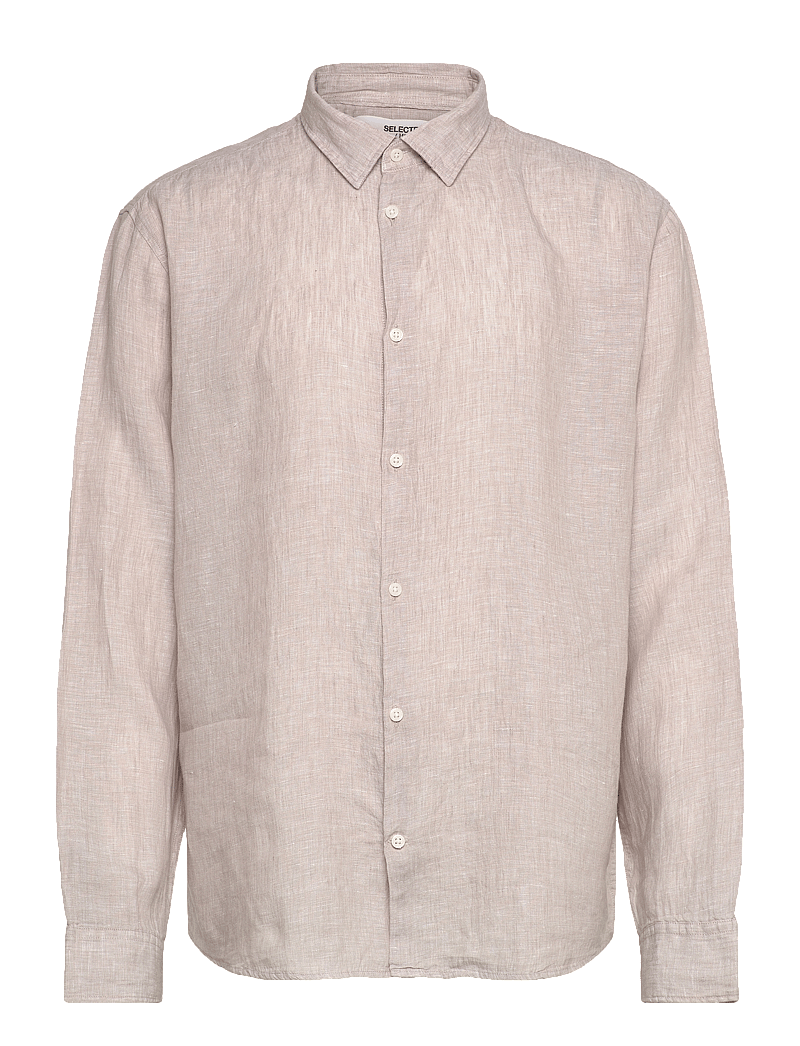 Selected - SLHREGKYLIAN-LINEN SHIRT LS CLASSIC NOOS - linneskjortor - pure cashmere - 1