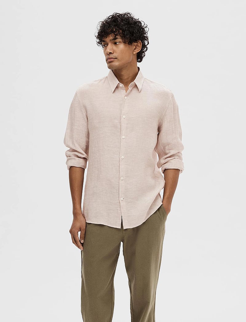 Selected - SLHREGKYLIAN-LINEN SHIRT LS CLASSIC NOOS - linneskjortor - pure cashmere - 0