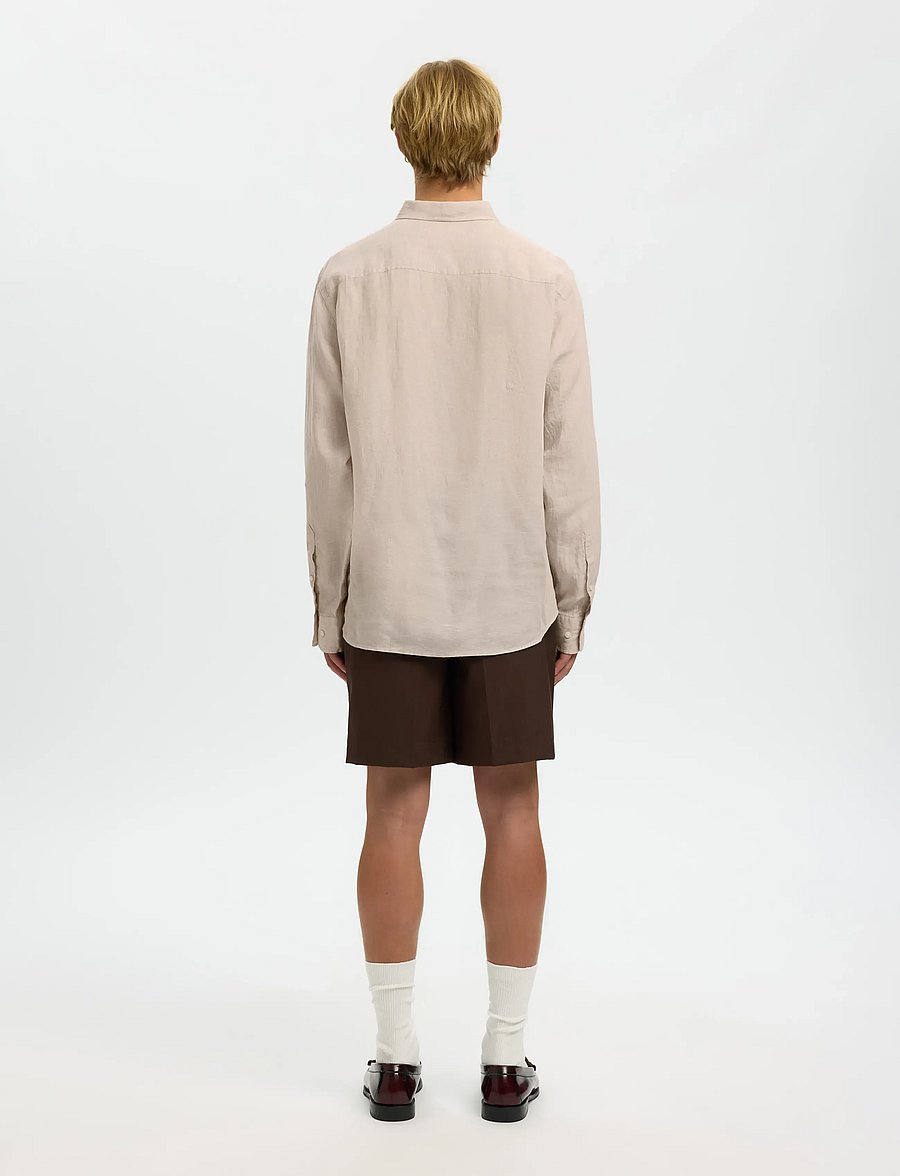 Selected - SLMCLAUS-KYLIAN REG LINEN LS SHIRT NOOS - chemises de lin - pure cashmere - 3