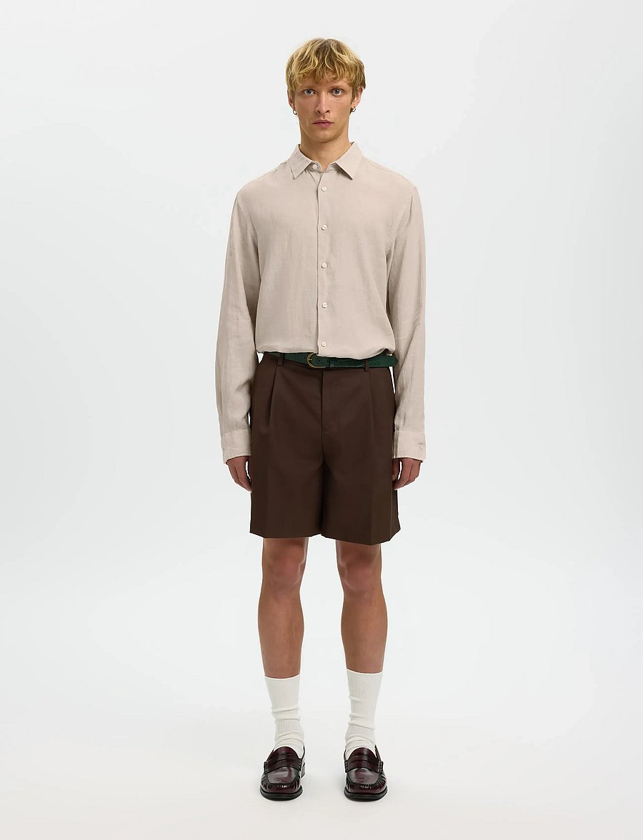 Selected - SLMCLAUS-KYLIAN REG LINEN LS SHIRT NOOS - chemises de lin - pure cashmere - 4