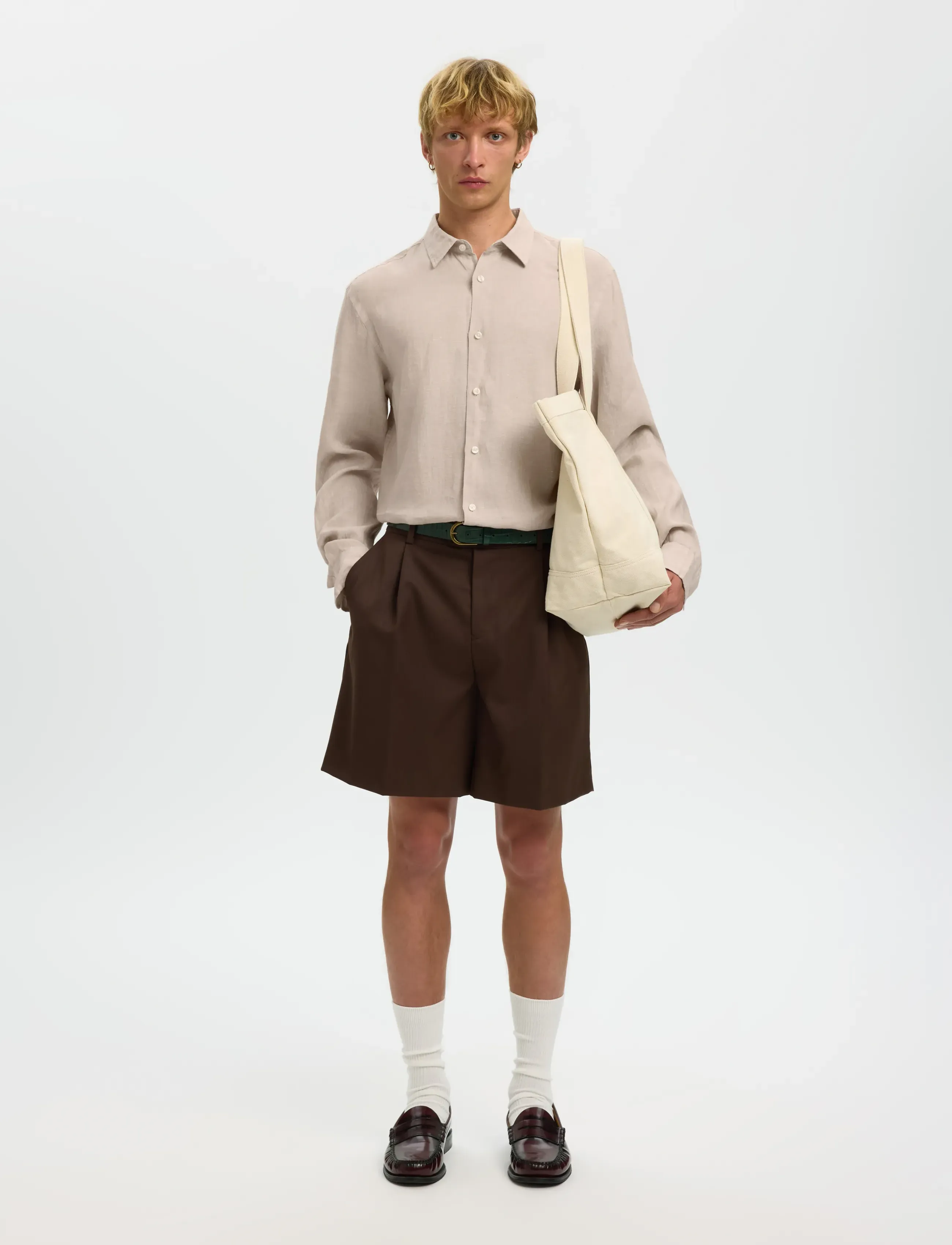 Selected Men Slhregkylian-Linen Shirt Ls Classic Linneskjortor herr – bild 8
