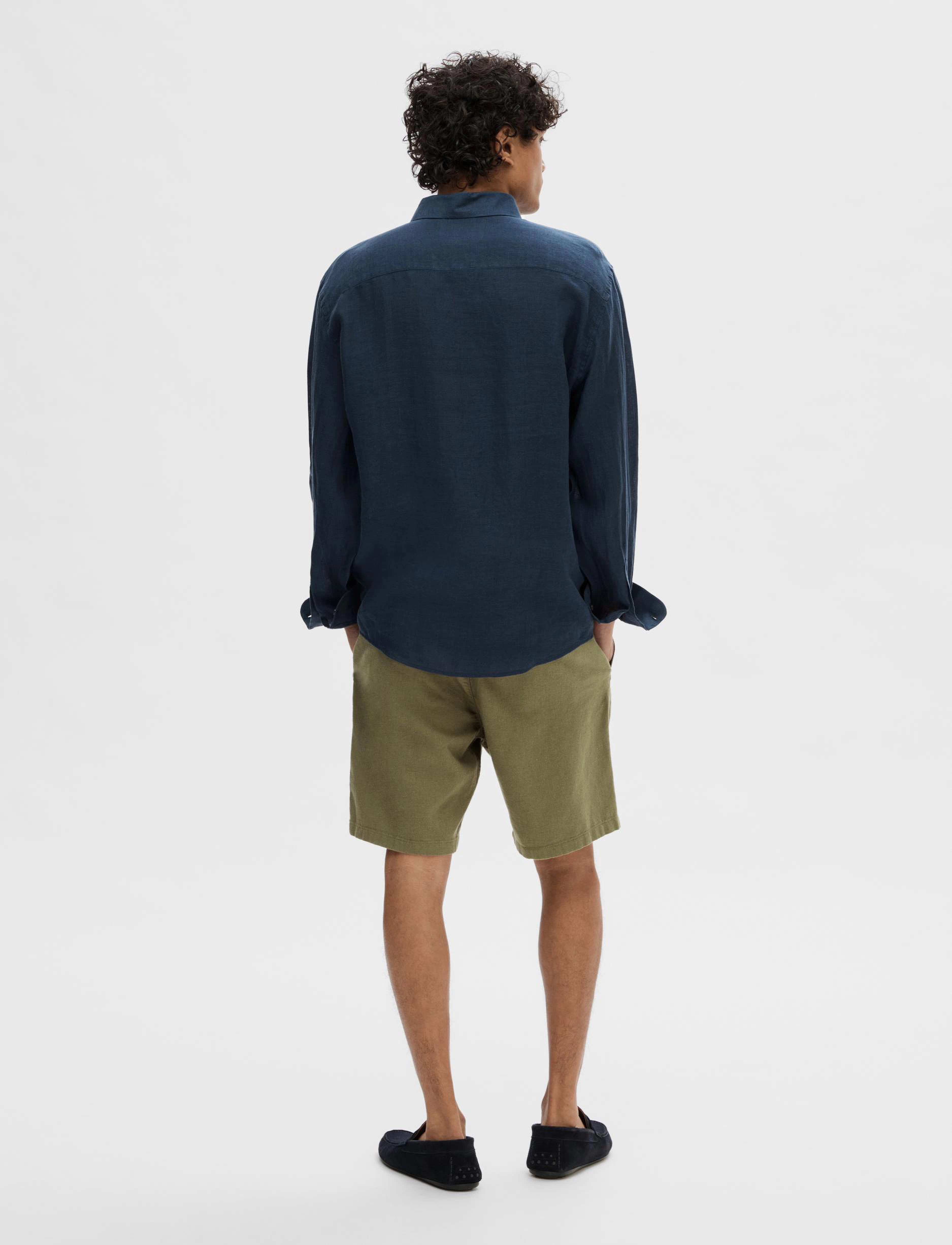 Selected - SLMREGCLAUS KYLIAN LINEN LS SHIRT NOOS - linneskjortor - sky captain - 2