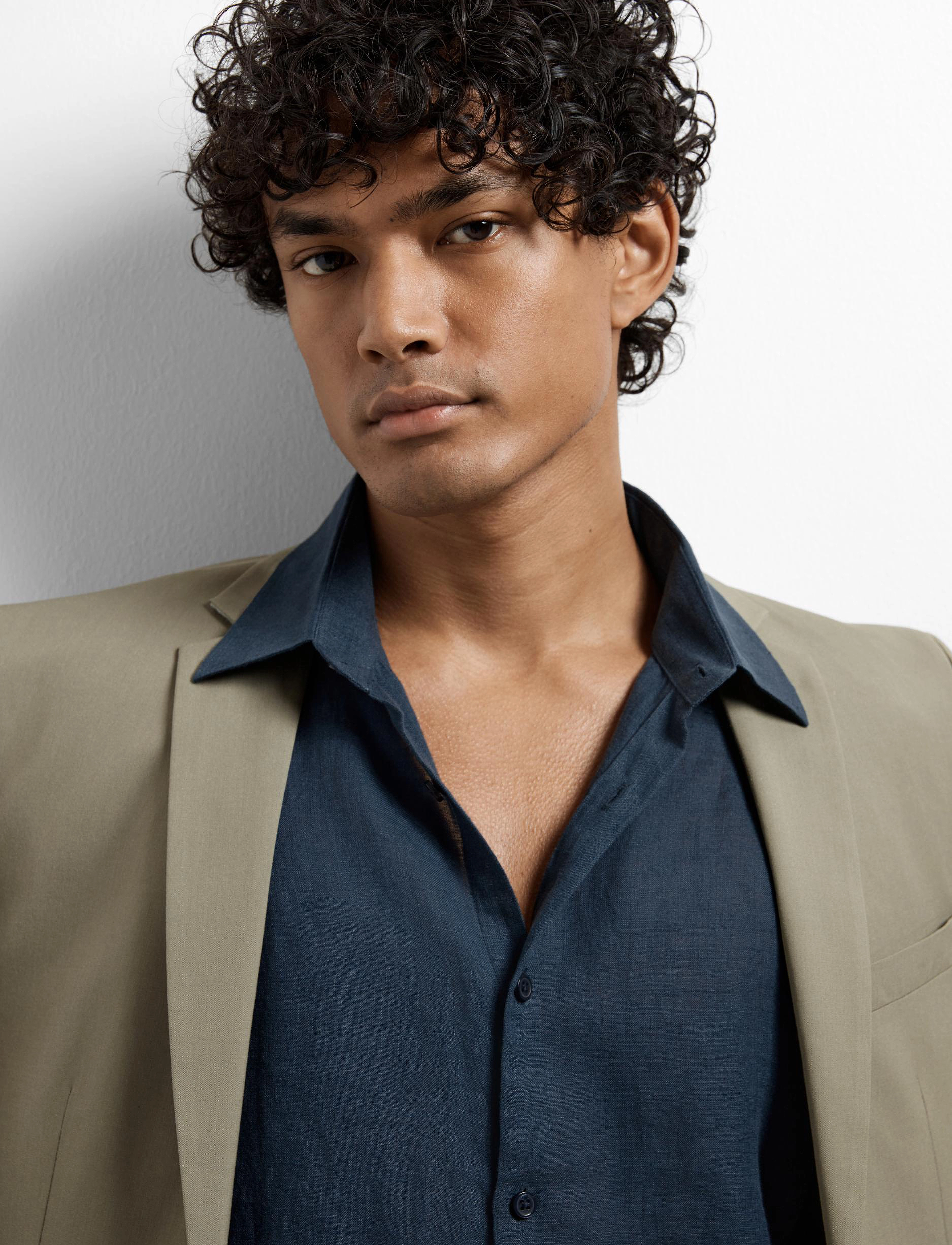 Selected - SLMREGCLAUS KYLIAN LINEN LS SHIRT NOOS - linneskjortor - sky captain - 3