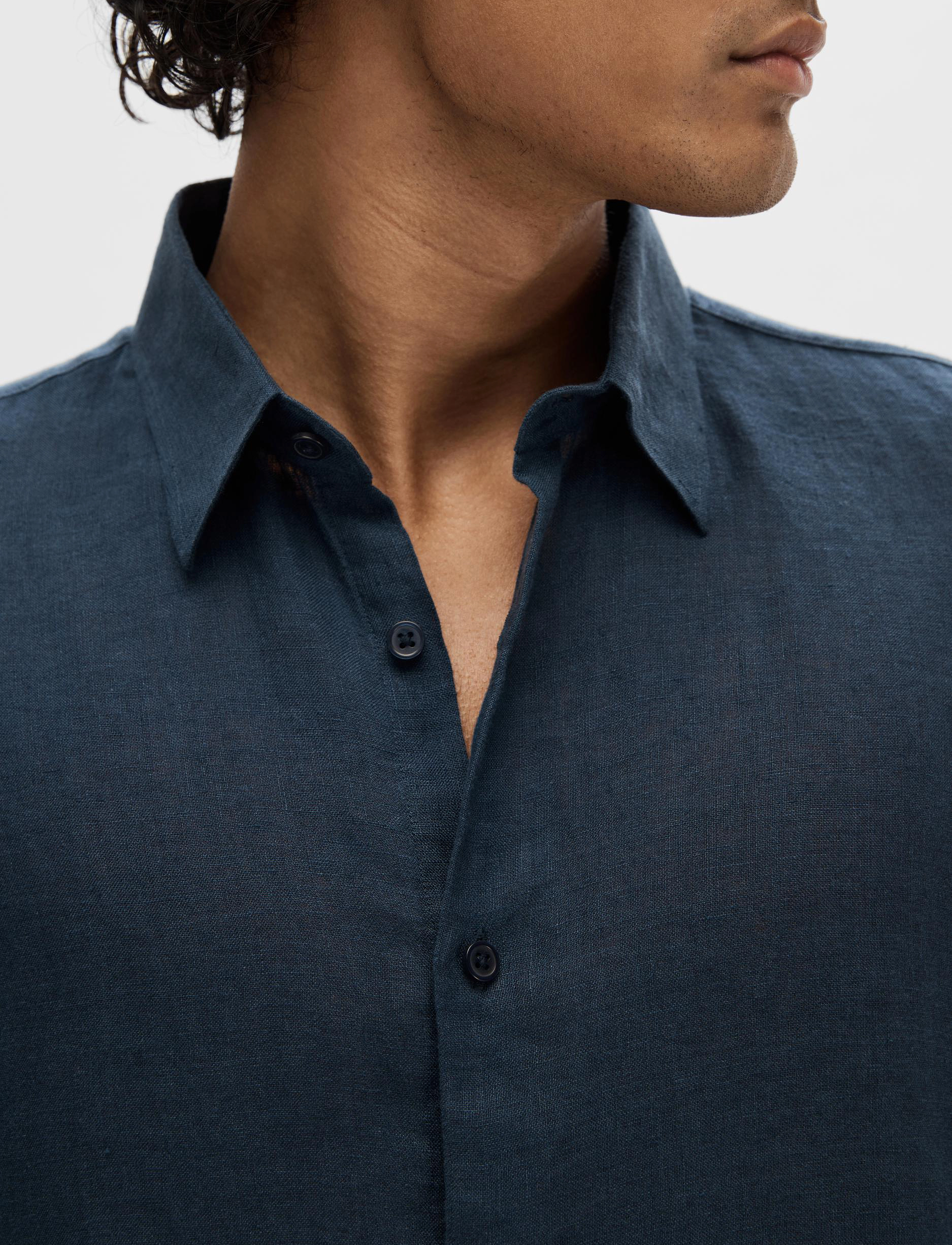 Selected - SLMREGCLAUS KYLIAN LINEN LS SHIRT NOOS - linneskjortor - sky captain - 5