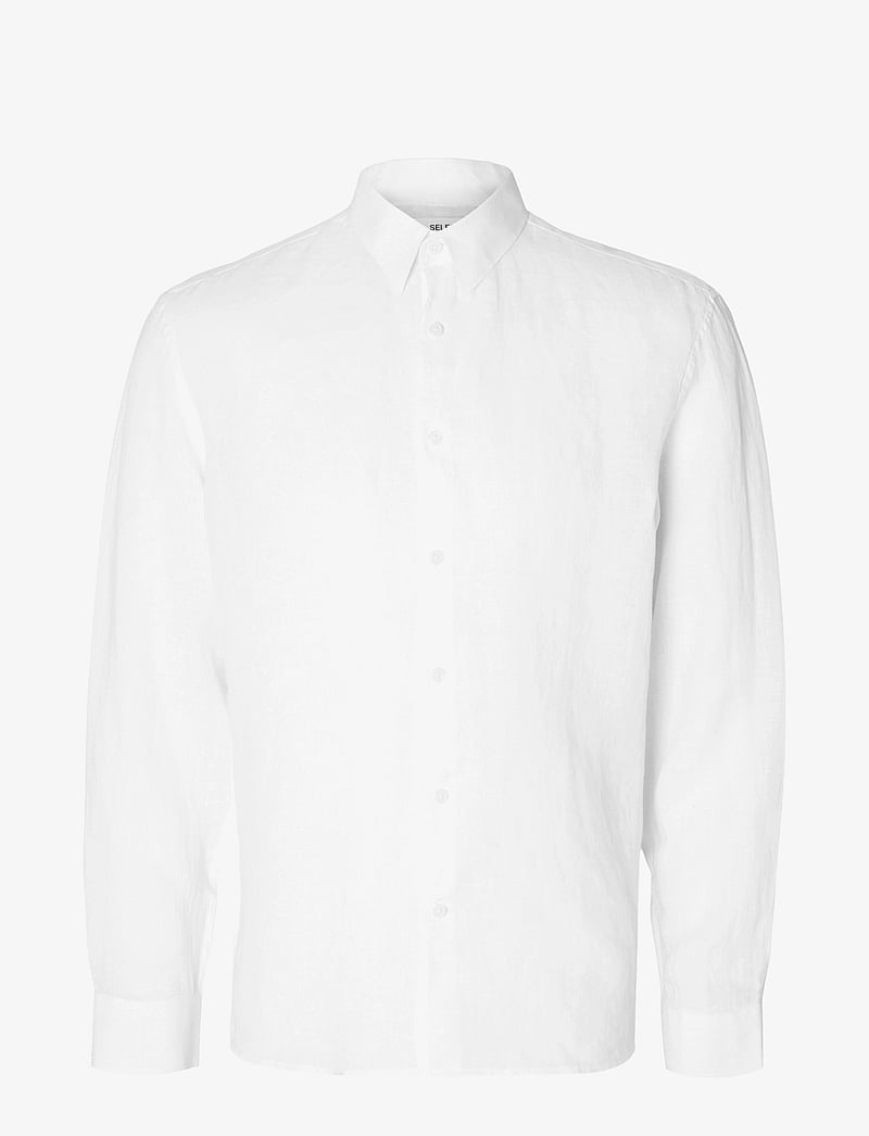 Selected - SLMREGCLAUS KYLIAN LINEN LS SHIRT NOOS - linneskjortor - white - 1