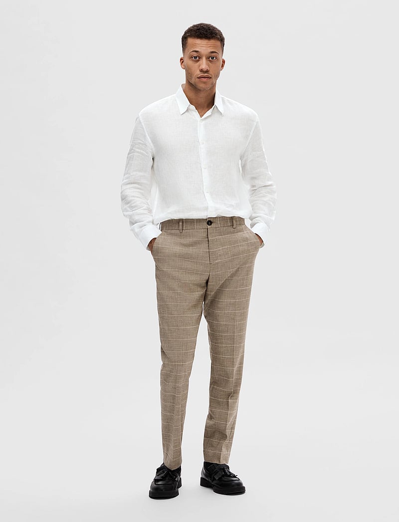 Selected - SLMREGCLAUS KYLIAN LINEN LS SHIRT NOOS - linneskjortor - white - 3