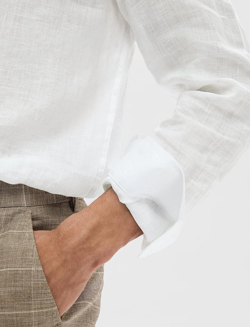 Selected - SLMREGCLAUS KYLIAN LINEN LS SHIRT NOOS - linneskjortor - white - 4