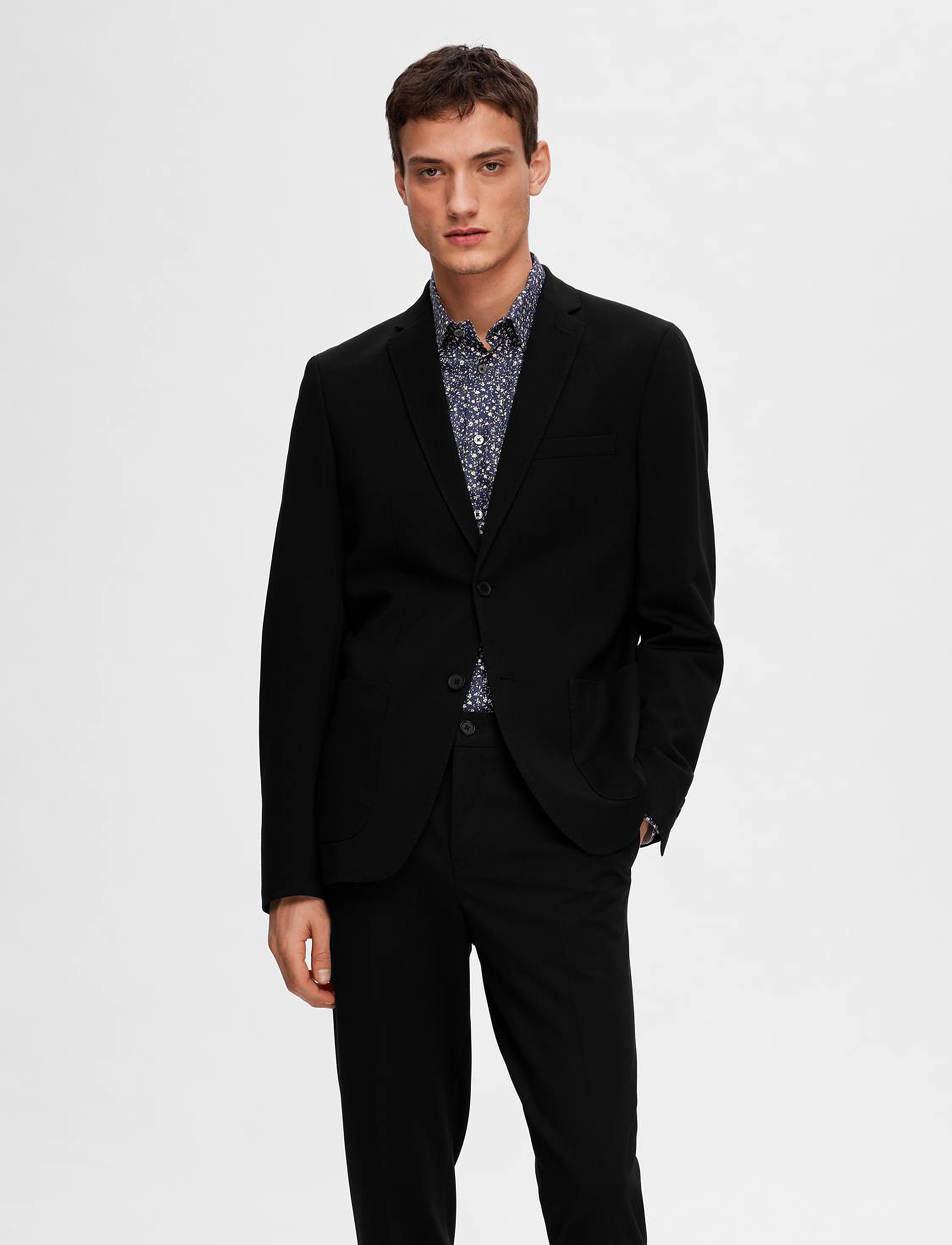 Selected Slhslim-Delon Jersey Blz Flex Noos, 46, Blazer, Schwarz - Single Breasted Männerswear