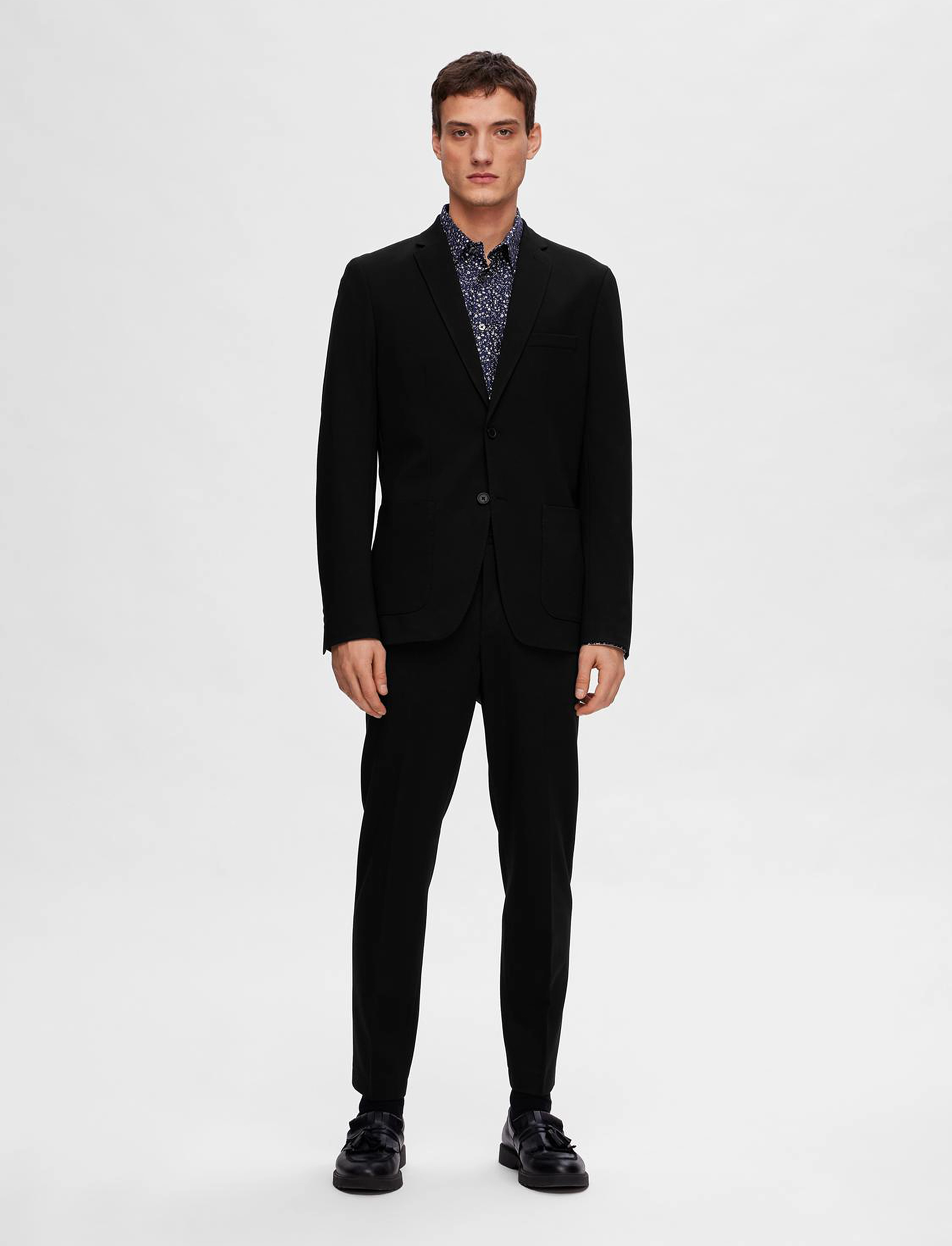 Selected - SLHSLIM-DELON JERSEY BLZ FLEX NOOS - enkeltradede blazere - black - 5